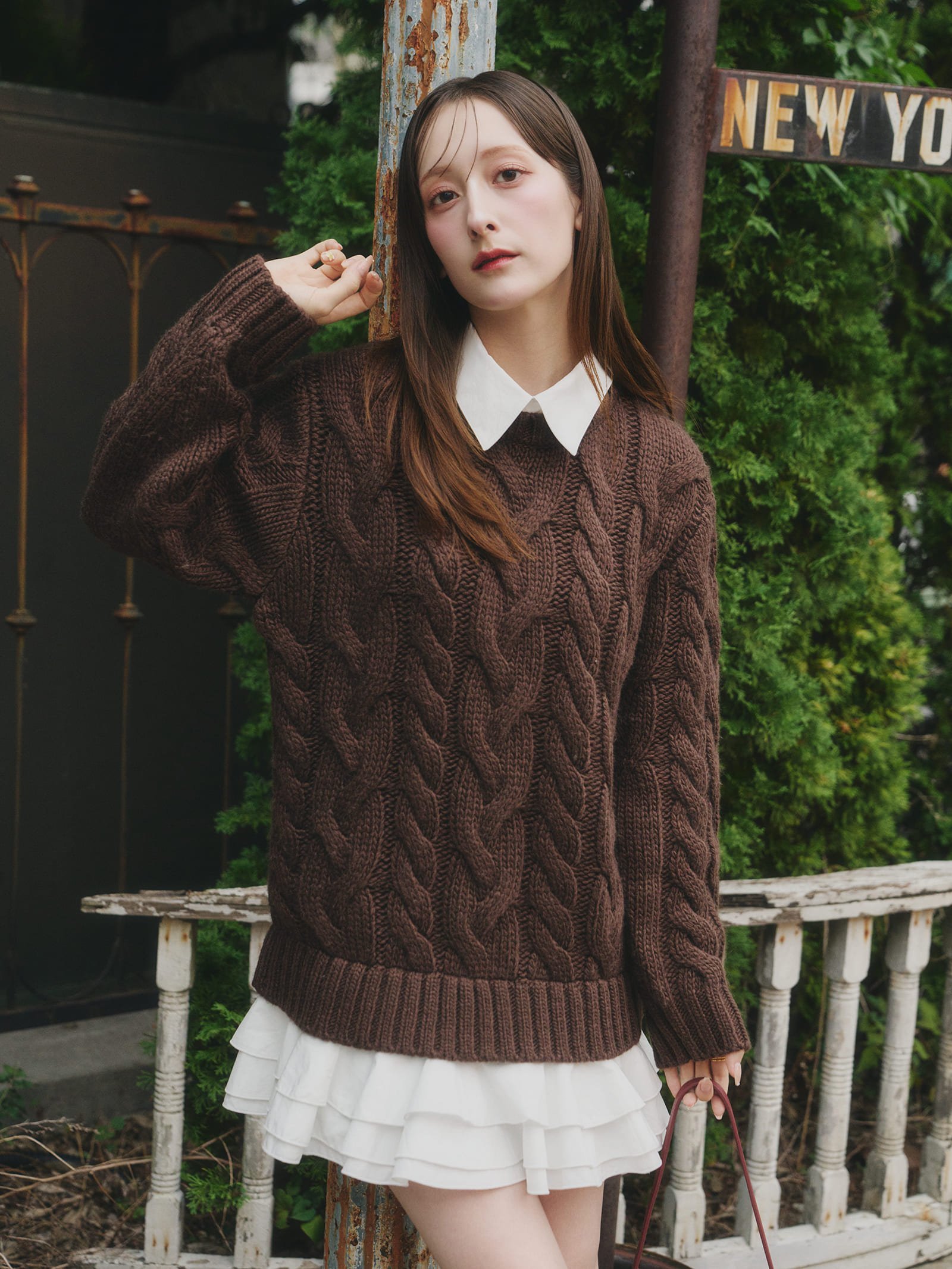 Olu.｜フリルレイヤードケーブルニット | Rakuten Fashion(楽天