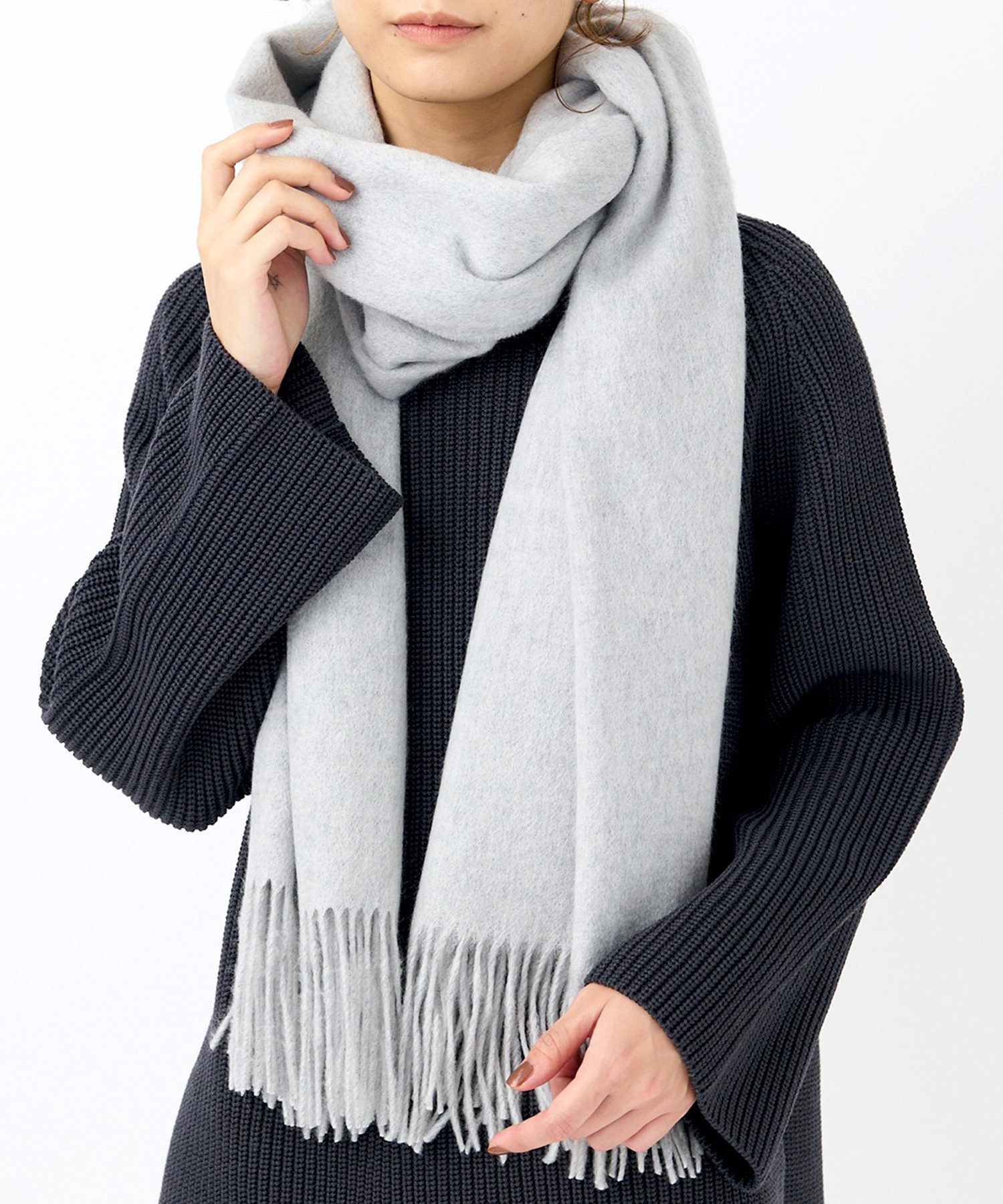 SETUP7｜elegancese/solid wave ピュアカシミヤ100% マフラー ストール