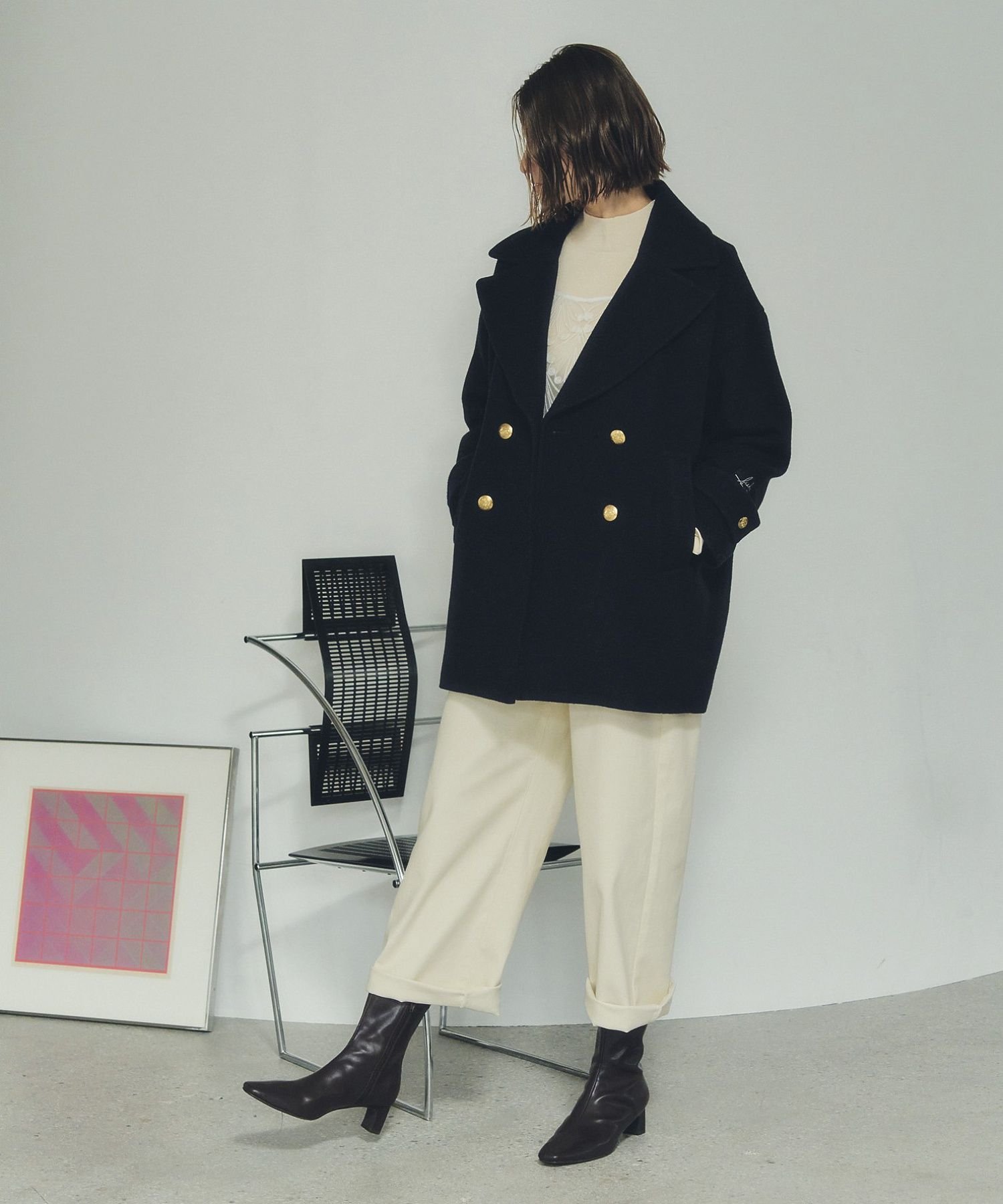 YECCA VECCA｜ウール混ミドル丈Pコート | Rakuten Fashion(楽天