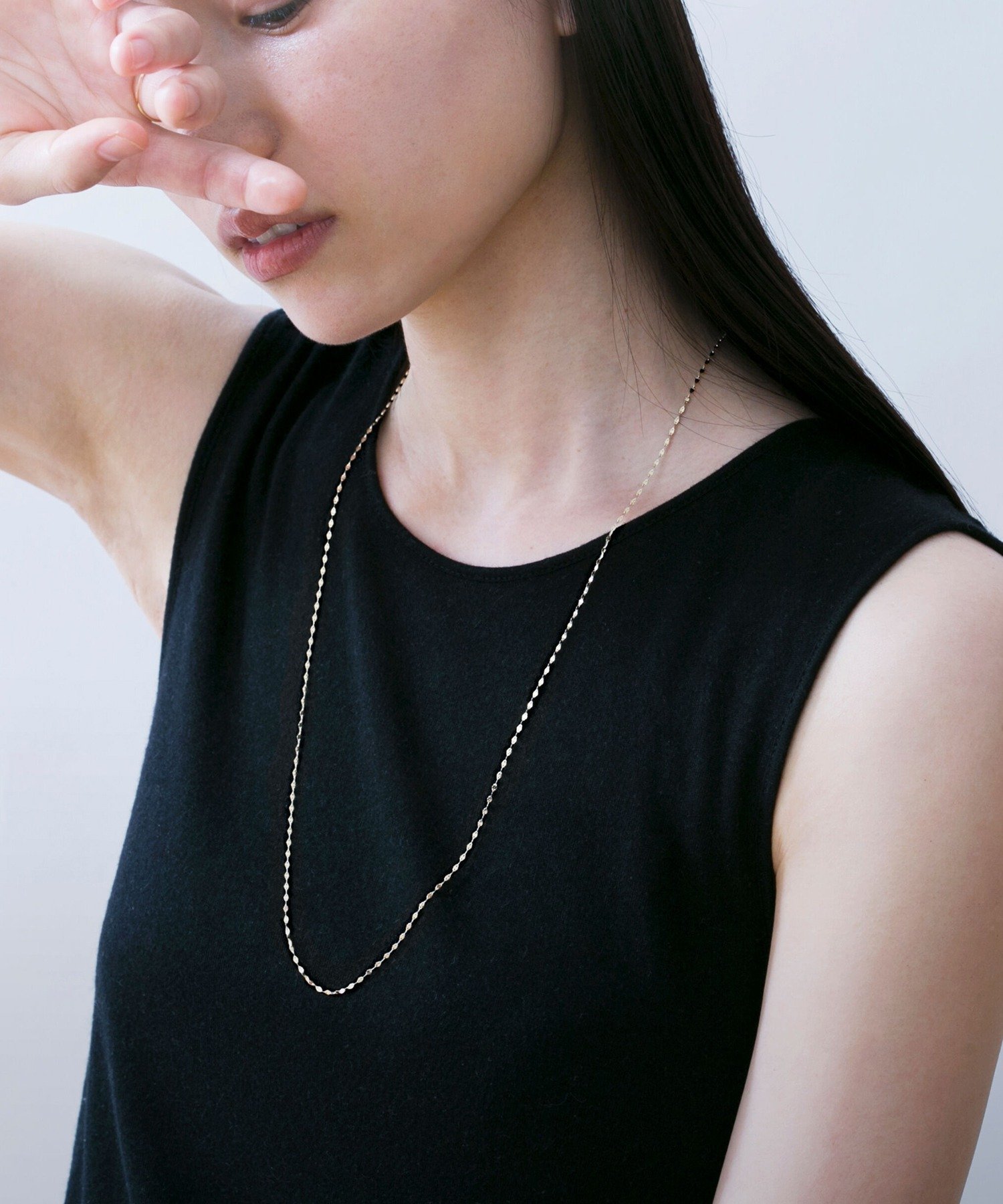 SETUP7｜les bon bon/sunlight long necklace white gold サンライト