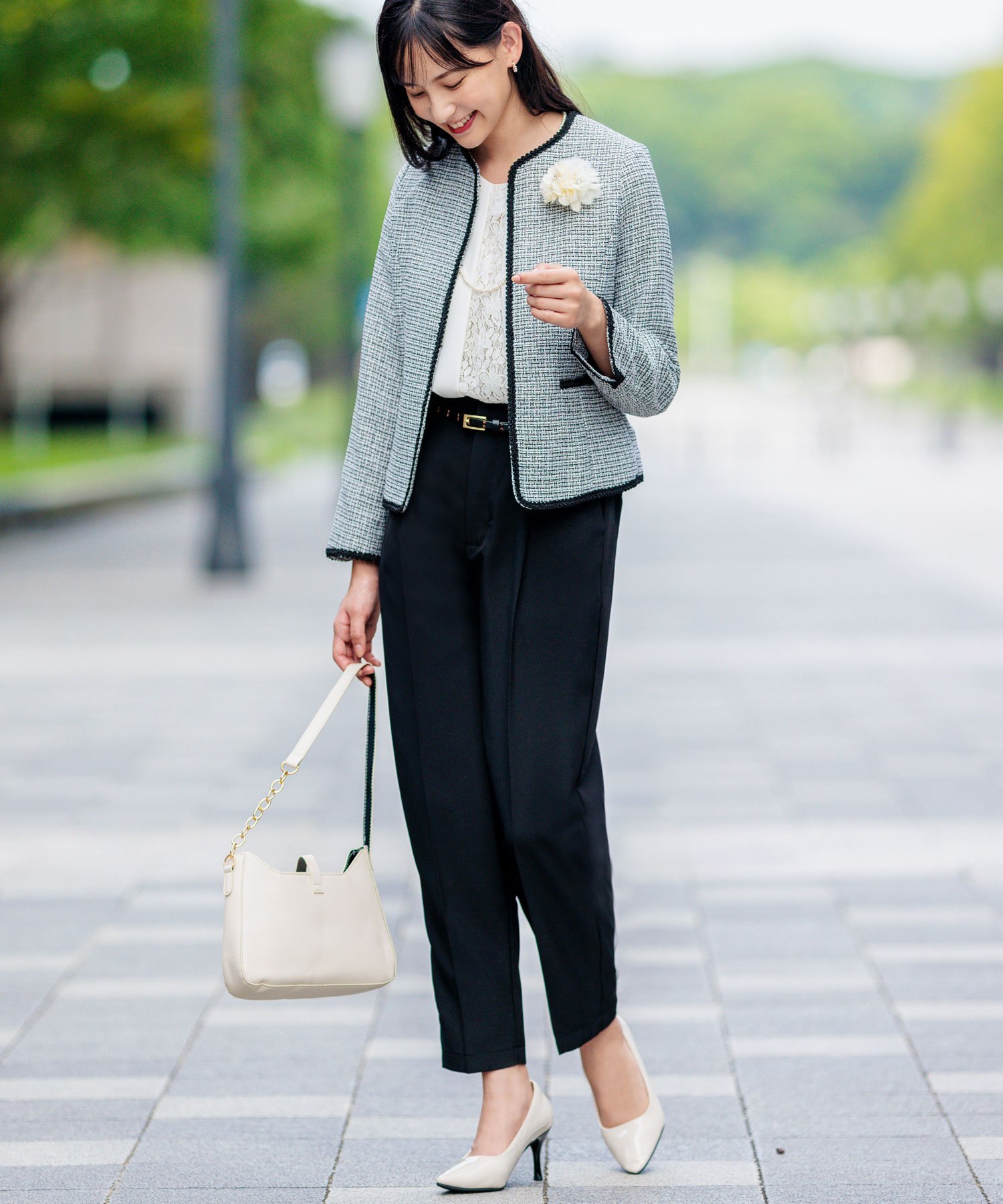 GeeRA｜【4点セット】ツイードジャケットテーパードパンツセットアップ