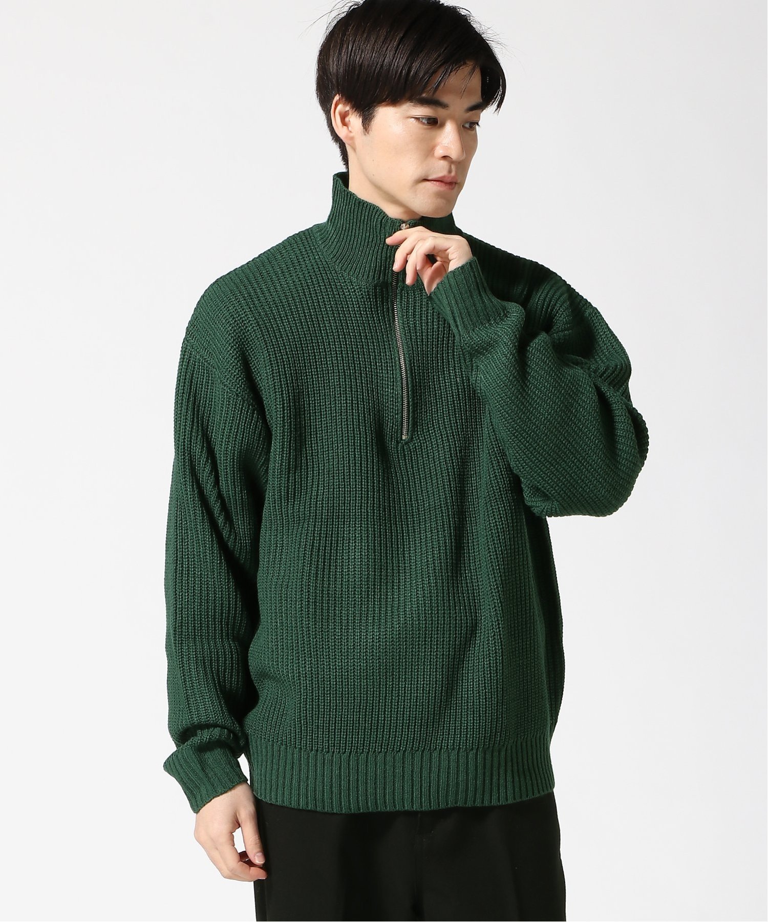 SITRY｜ニット メンズ セーター ハーフジップ 畦編み | Rakuten