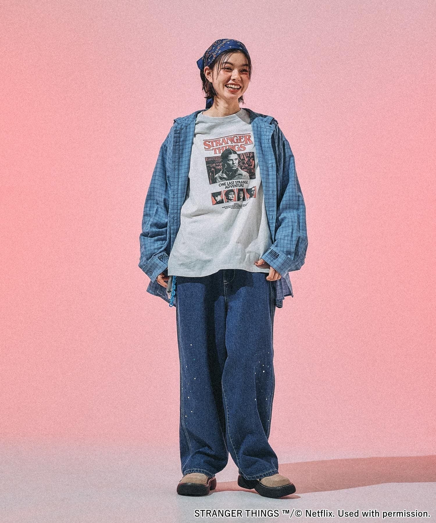 niko and ｜【STRANGER THINGS】コラボ チェックフードシャツ