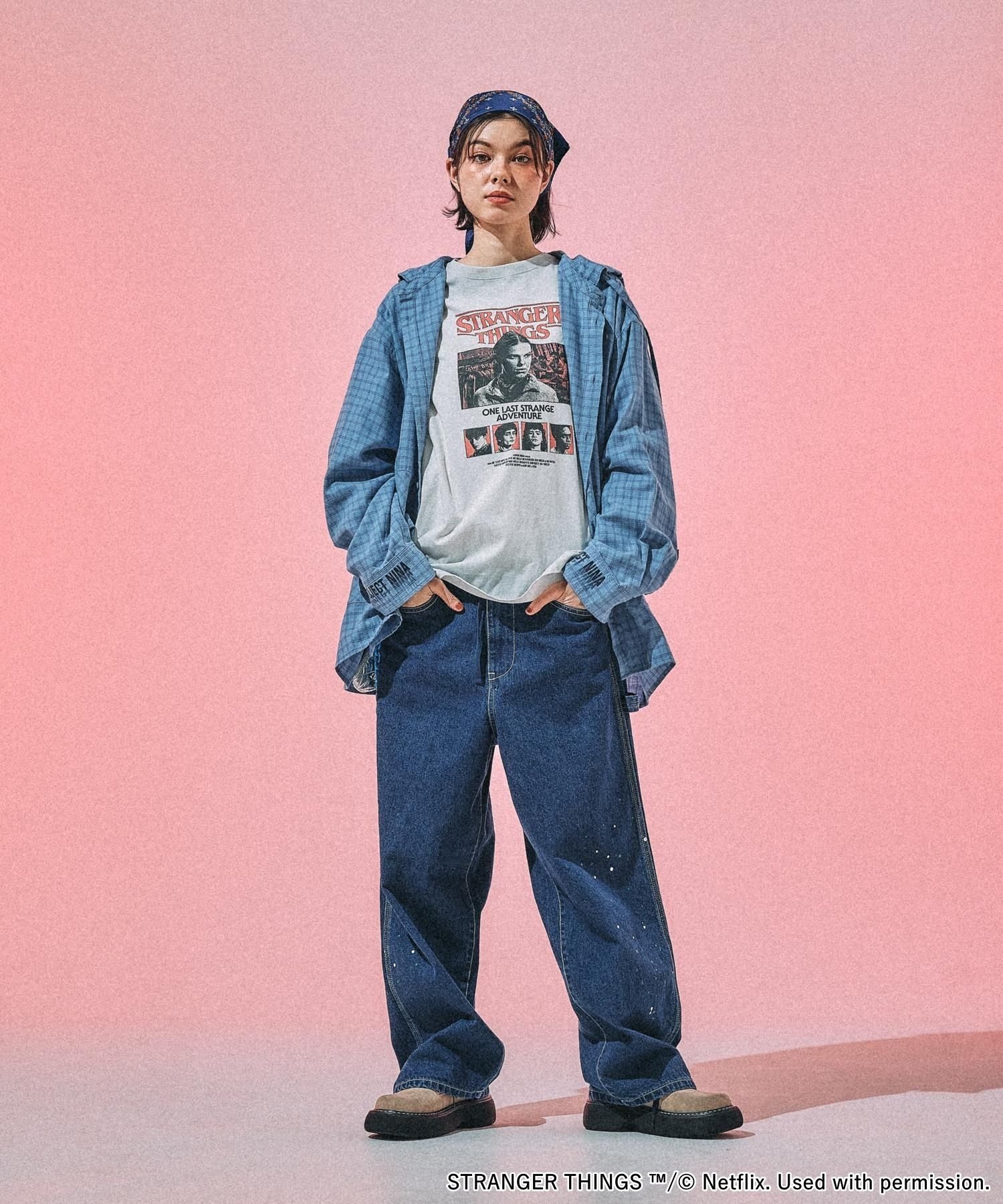 niko and ｜【STRANGER THINGS】コラボ チェックフードシャツ