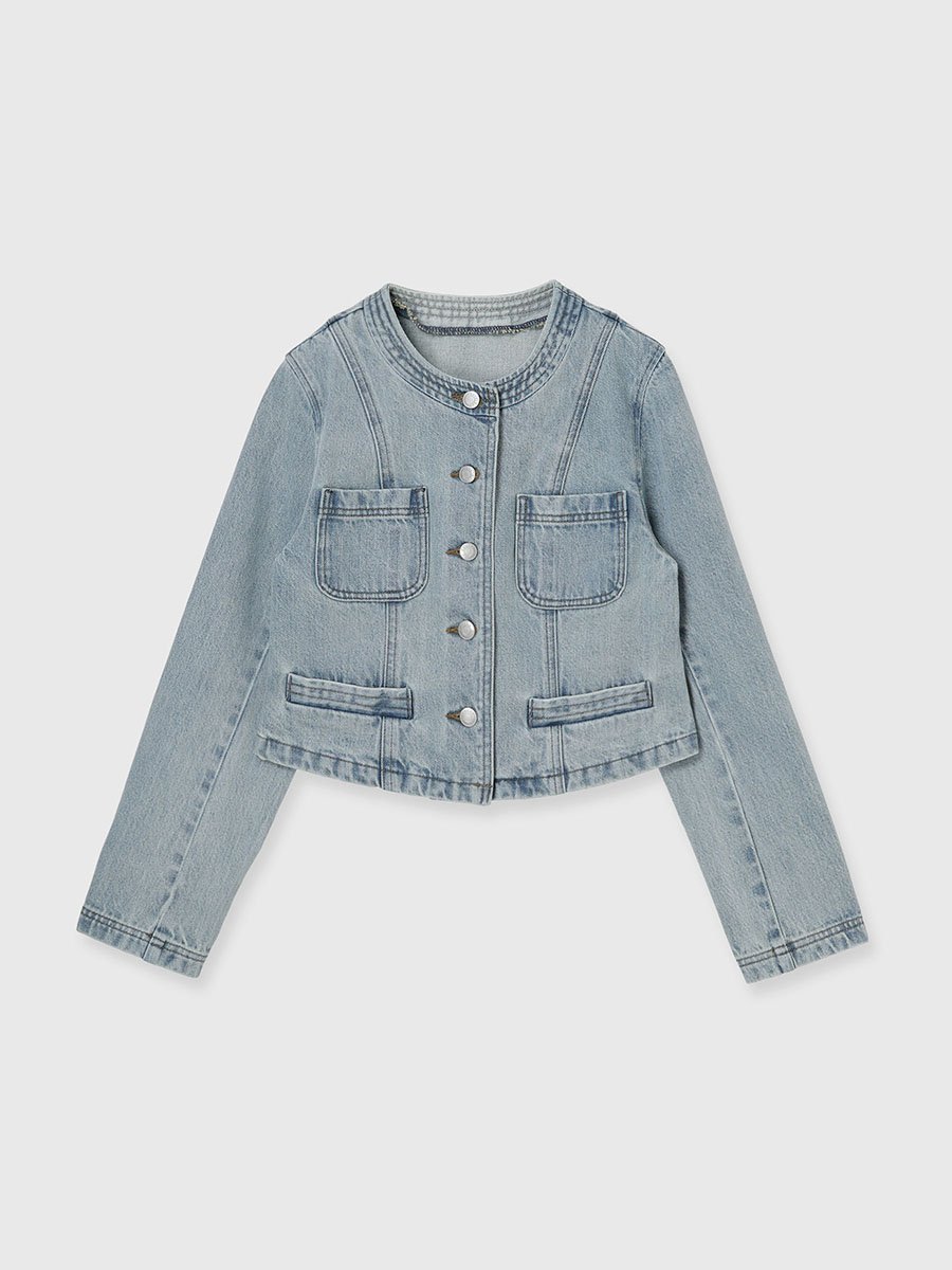 anuans｜ノーカラーデニムジャケット | Rakuten Fashion(楽天