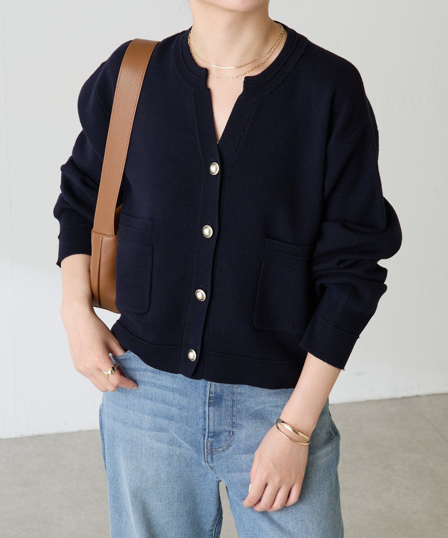 COLLAGE GALLARDAGALANTE｜スキッパースウェットライクカーディガン