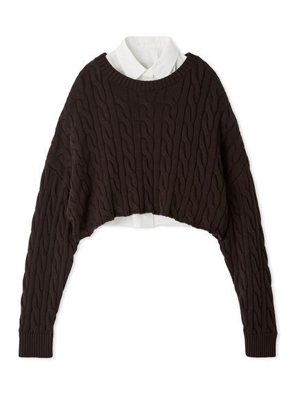 Mila Owen｜【セットアイテム】シャツレイヤードケーブル短丈ニット