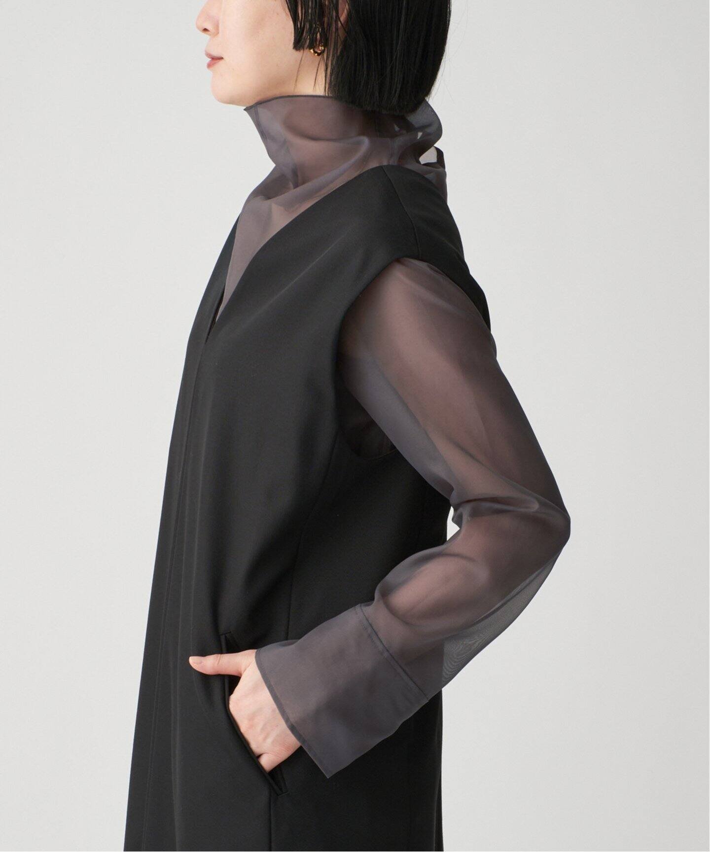 VERMEIL par iena｜オーガンジーハイネックブラウス | Rakuten Fashion