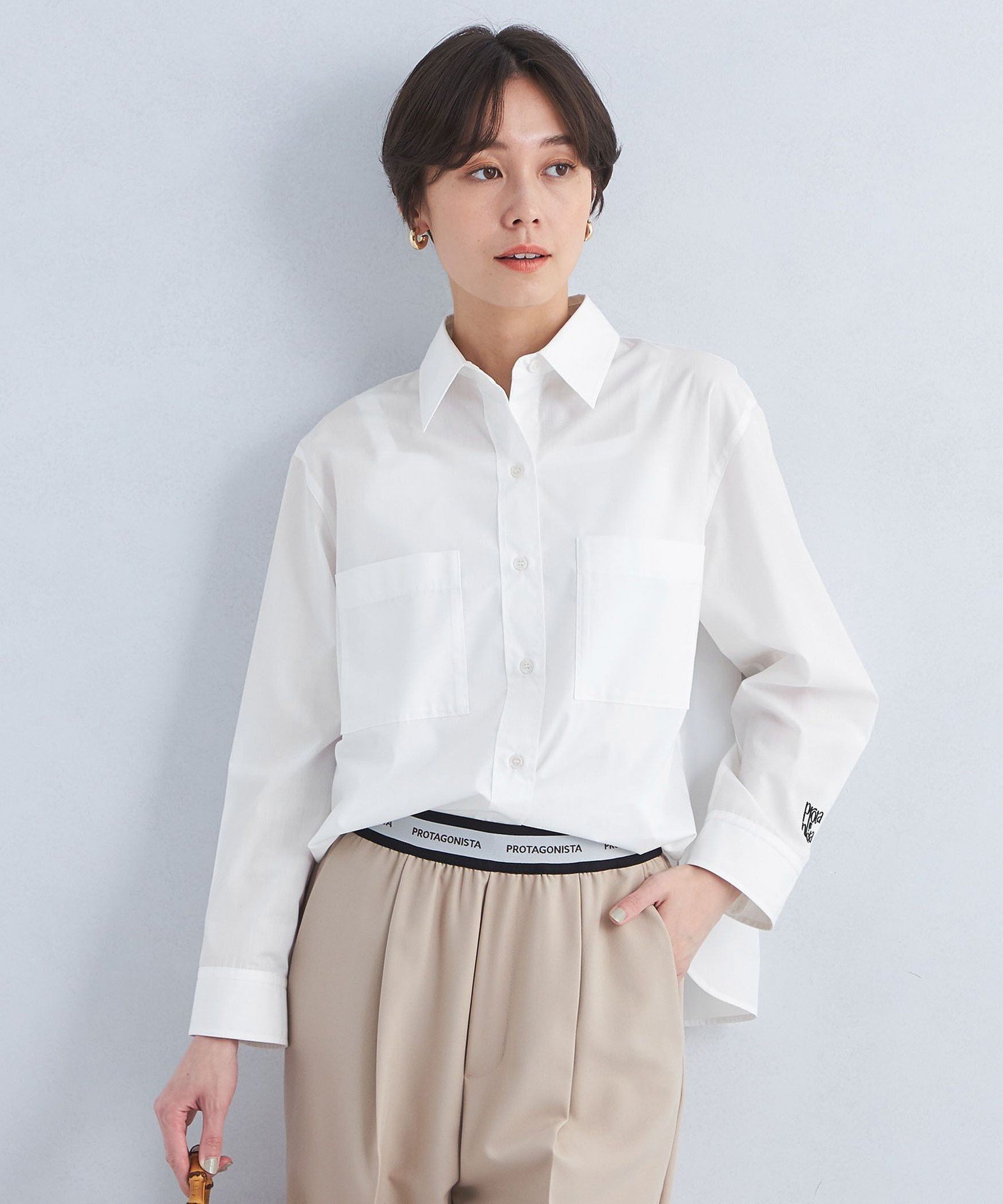 新品未使用　UNITED ARROWS エンブロイダリーカラーシャツ　ホワイト UNITED ARROWS エンブロイダリー カラー シャツ ‐ウォッシャブル