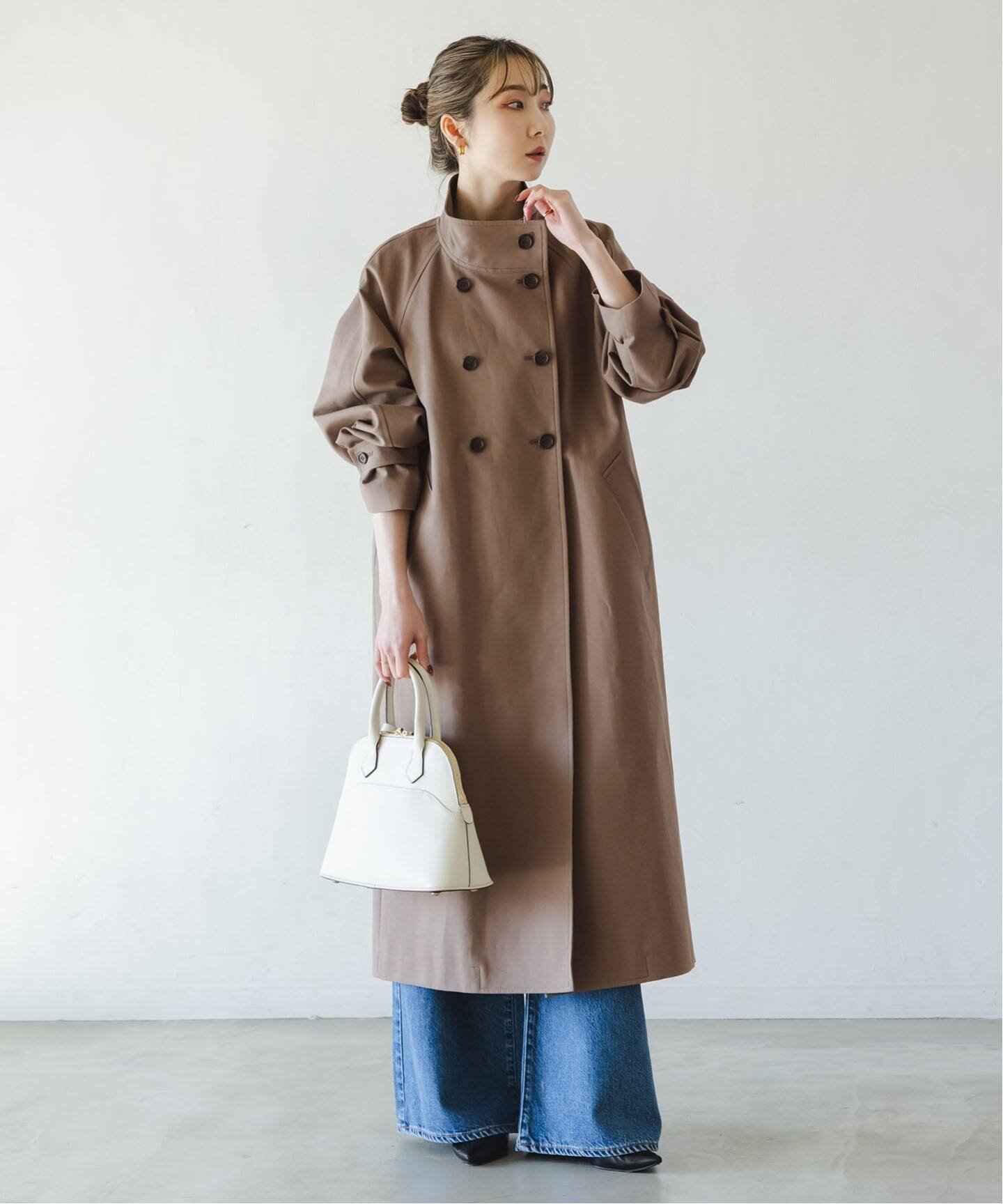 NOBLE｜コットンダブルクロスハイネックロングコート | Rakuten