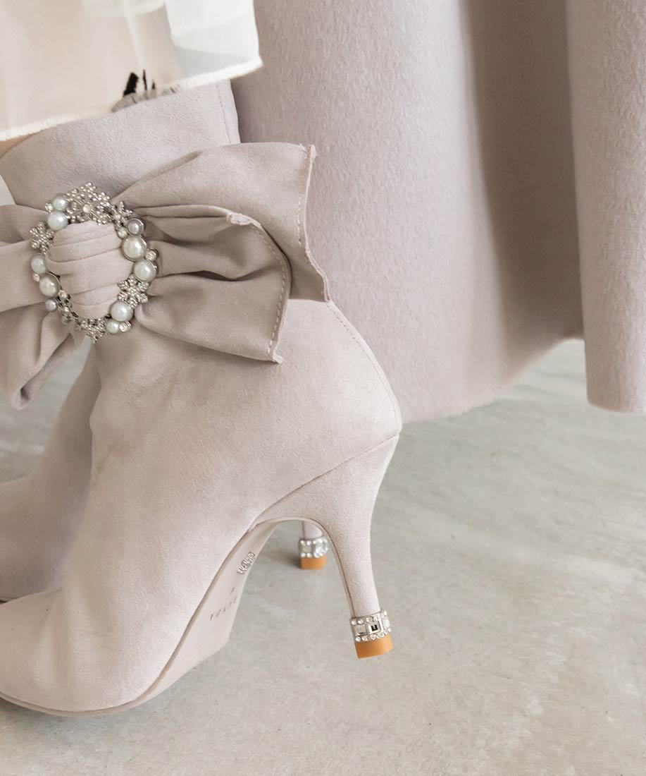 RANDA｜2WAY ビジュー*リボン ショートブーツ | Rakuten Fashion(楽天