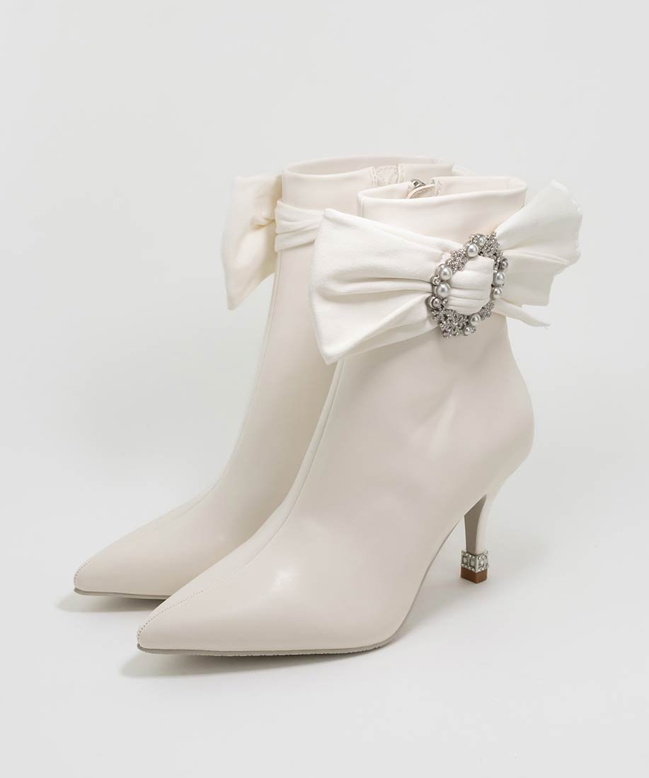 RANDA｜2WAY ビジュー*リボン ショートブーツ | Rakuten Fashion(楽天