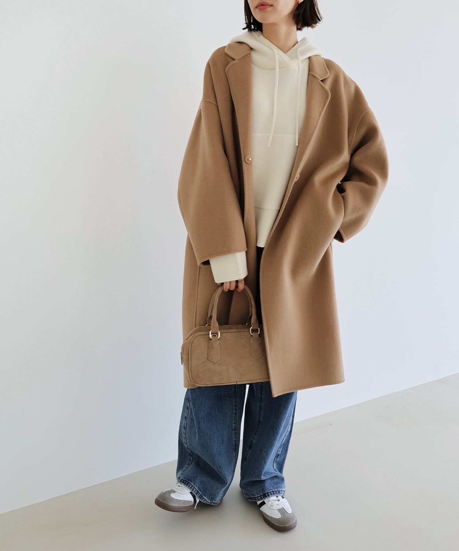 andme｜リバー ロング コクーン コート evernavy エバーネイビー