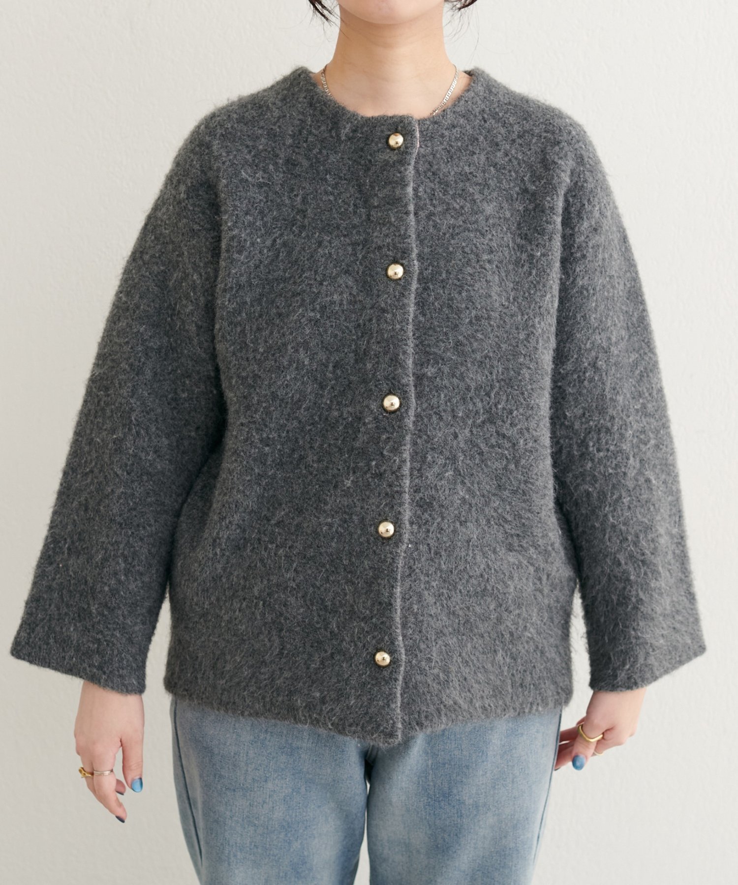 natural couture｜【WEB限定】Wフェイス配色ニットジャケット