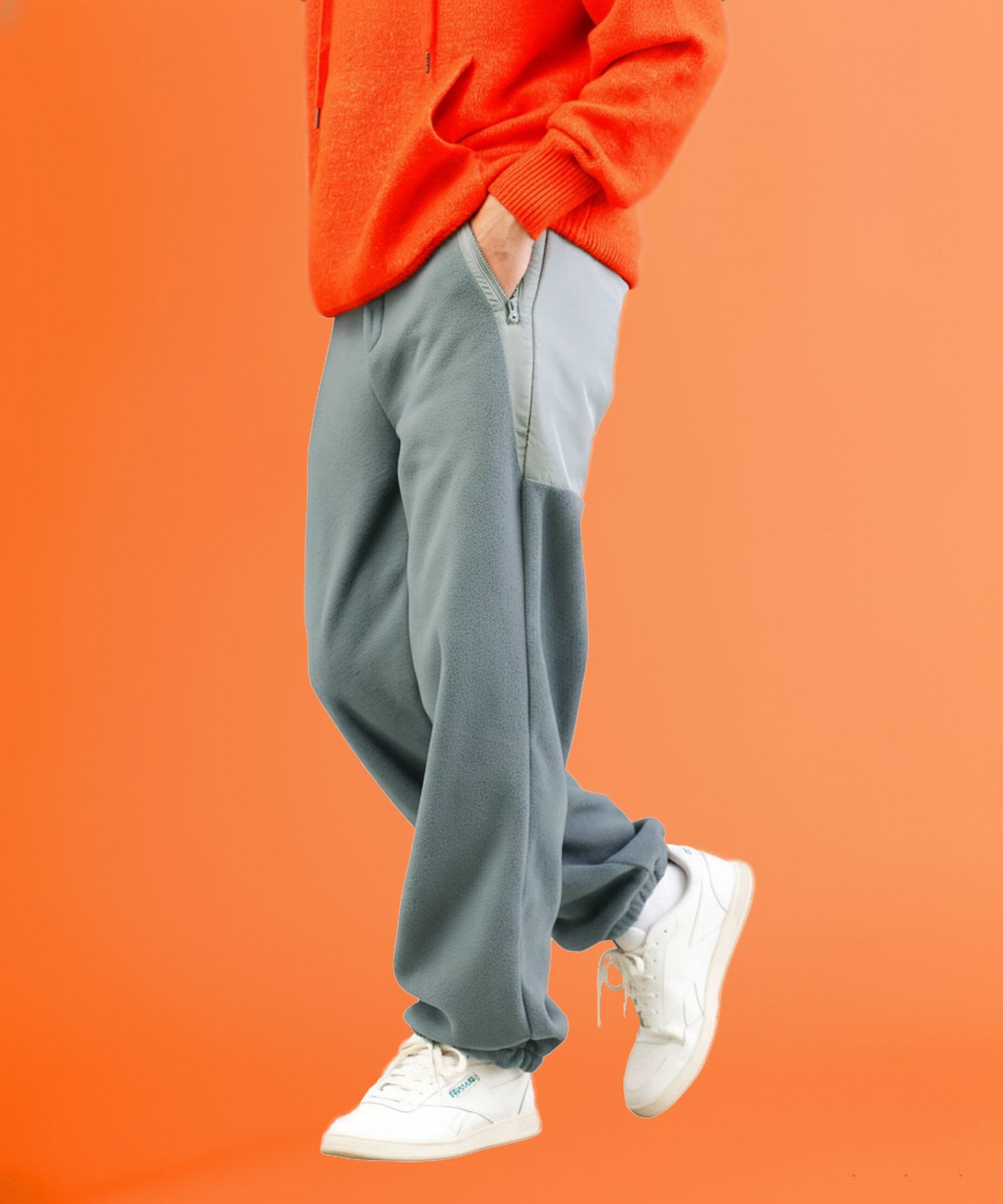 JIGGYS SHOP｜フリース*タフタ切替イージーパンツ 暖パン フリース