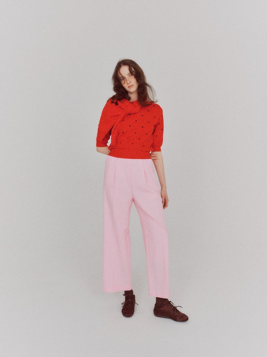 emmi｜【HEART】 eco ハーフスリーブハートジャガードニット