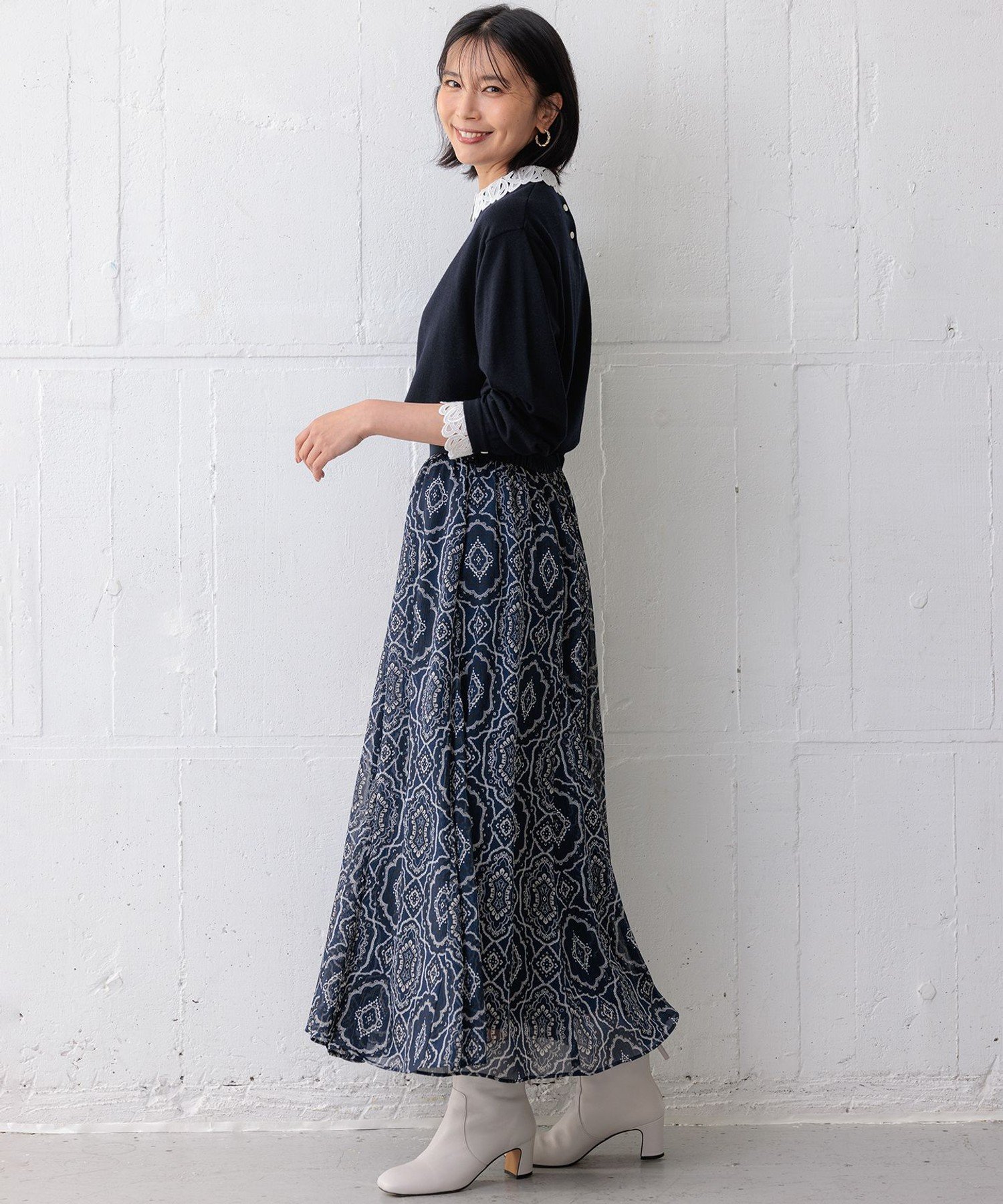 23区｜オーナメントプリント ギャザースカート | Rakuten Fashion(楽天