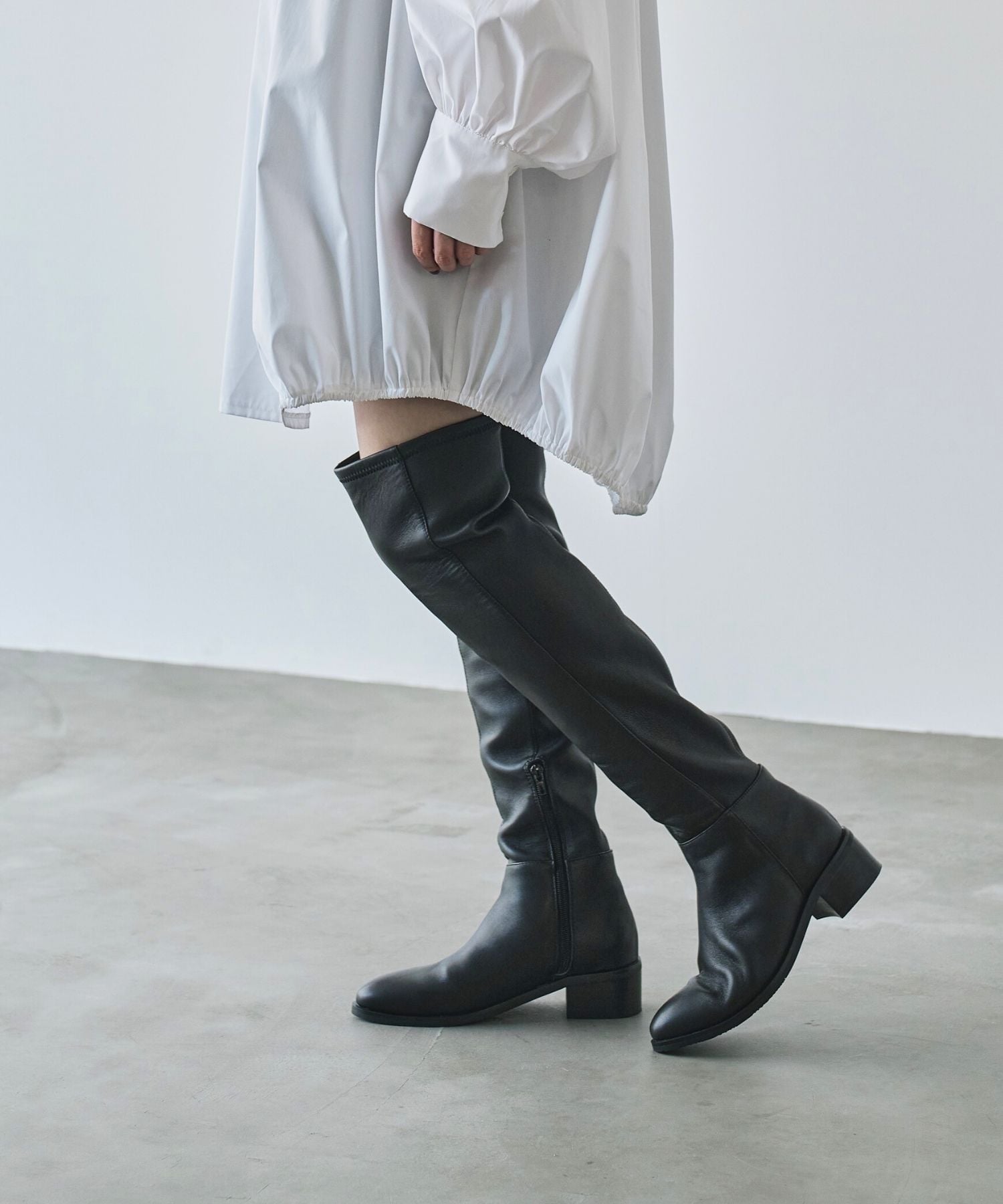 SEVEN TWELVE THIRTY｜レザーストレッチニーハイブーツ | Rakuten