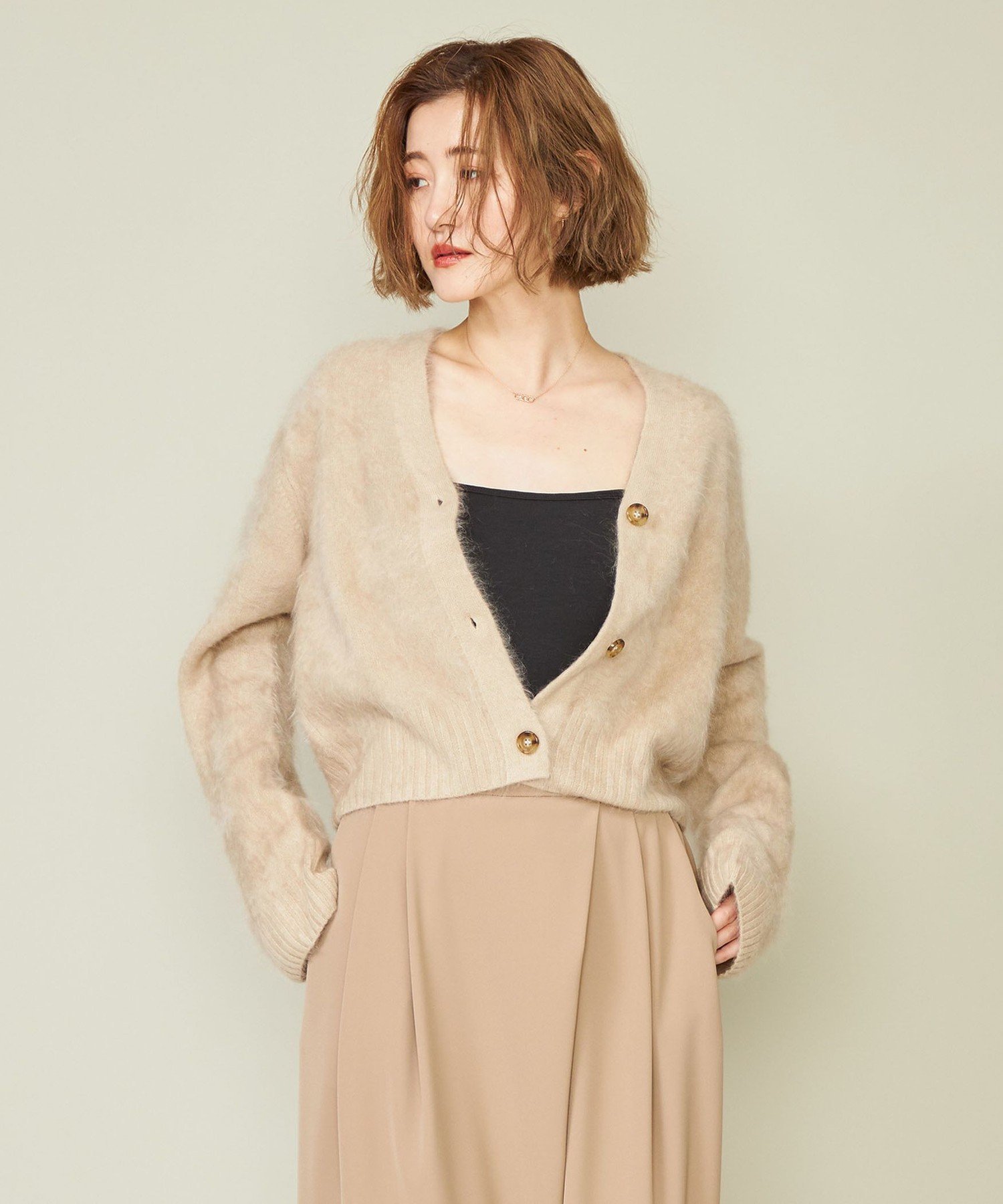 conte カシミアファーVネックカーディガン UNITED ARROWS LTD. OUTLET｜<conte>カシミヤ ファー Vネック