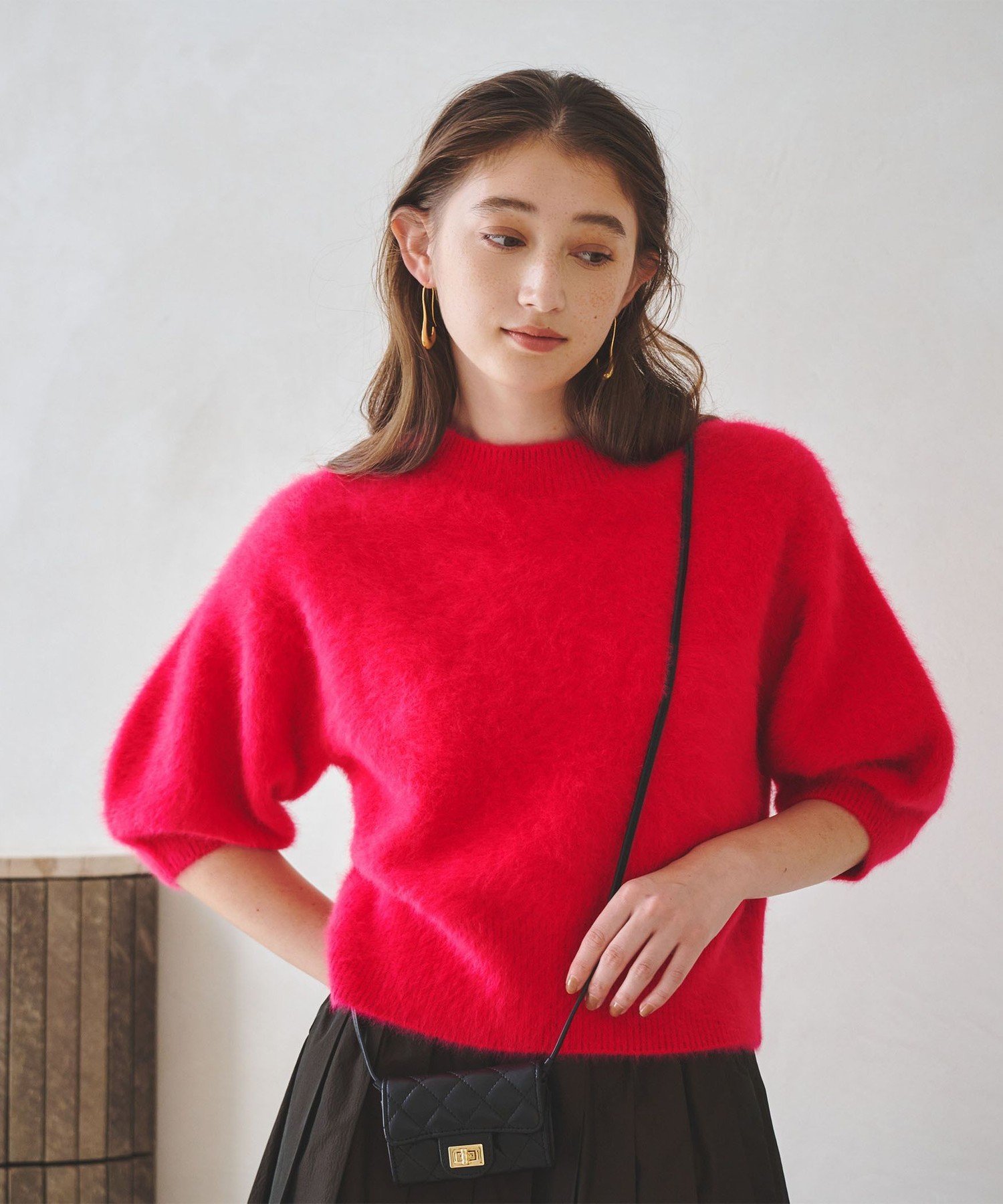 UNITED ARROWS｜フォックスカシミヤ パフ ハーフスリーブ ニット