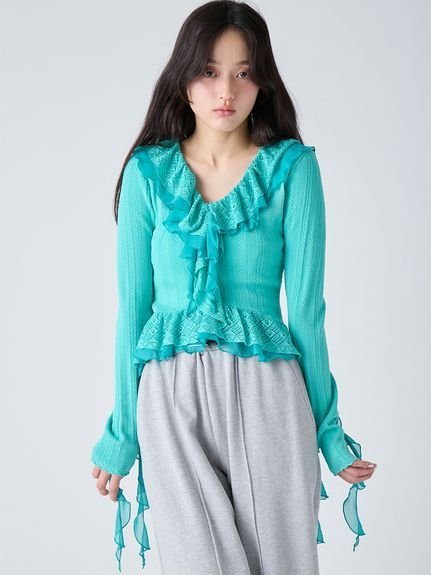 LILY BROWN｜ボリュームフリルニットトップス | Rakuten Fashion(楽天