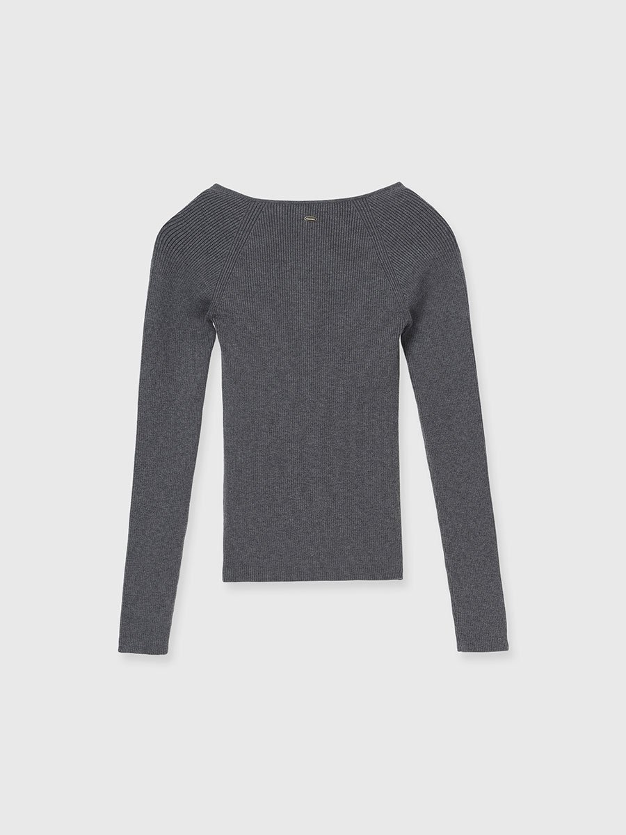 anuans｜シルクカシミアブレンドデコルテリブニット | Rakuten Fashion