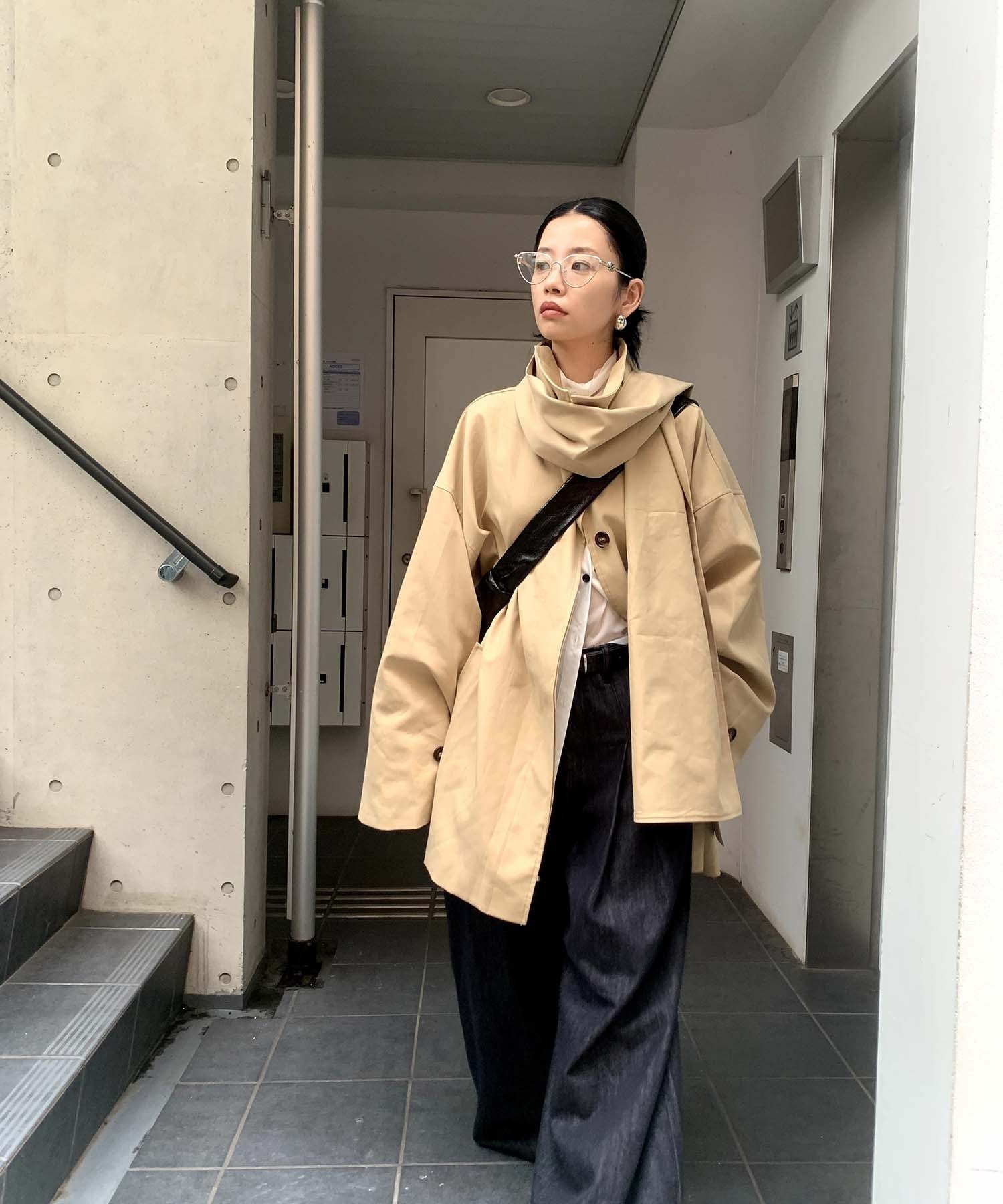 chuclla｜【LONSLAN】ワイドスリーブ ステンカラーオーバーコート