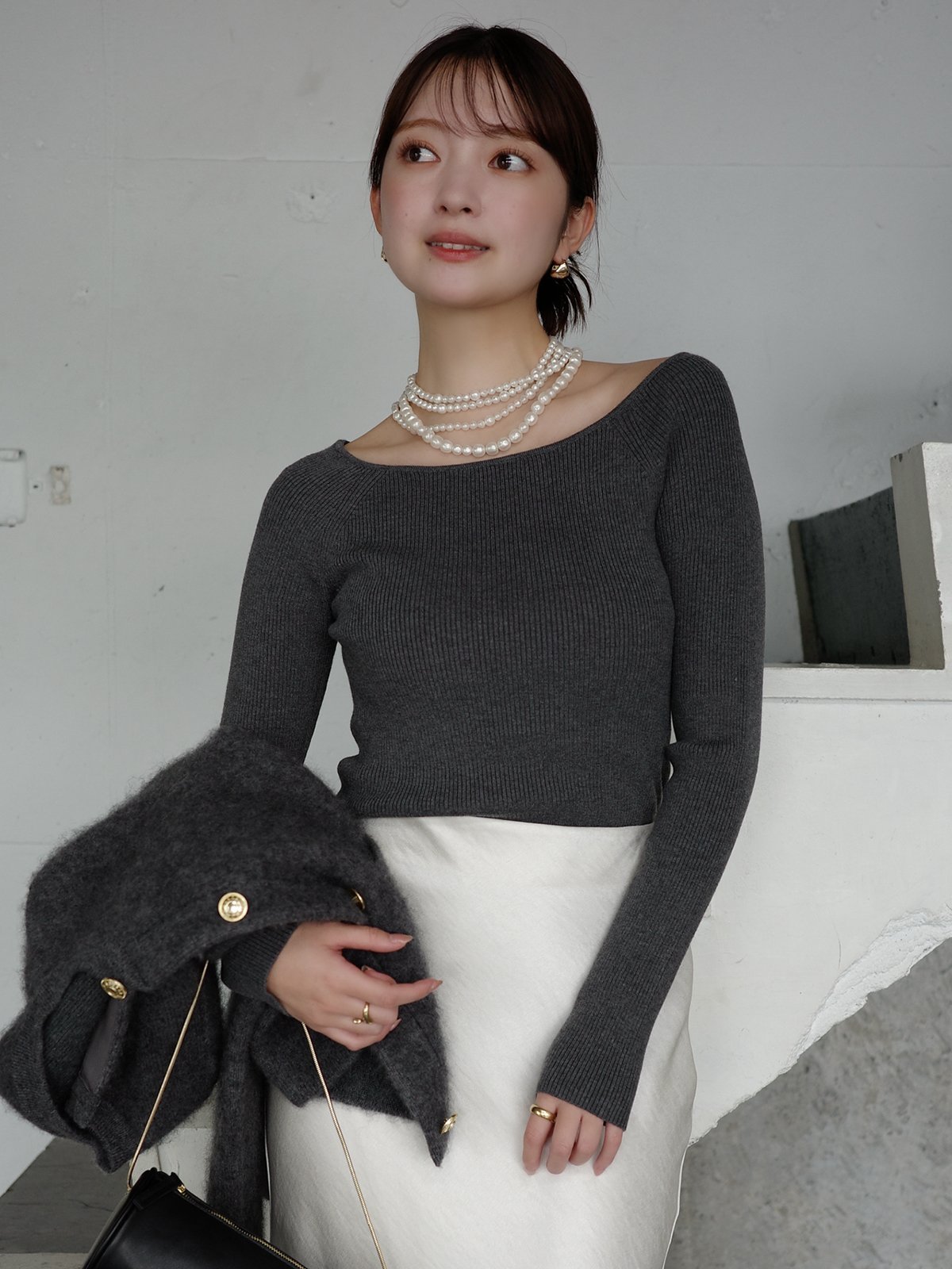 anuans｜シルクカシミアブレンドボートネックニット | Rakuten Fashion