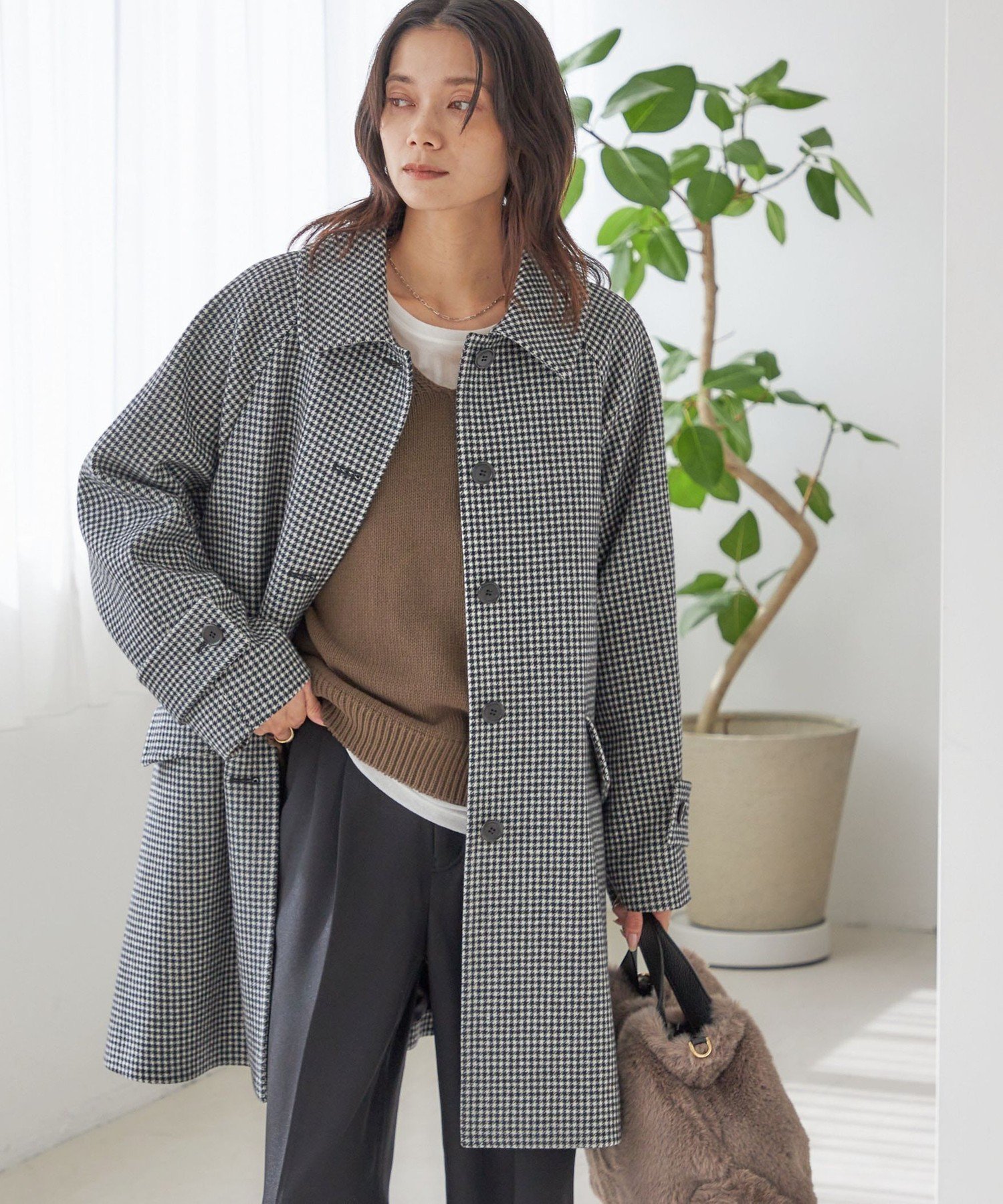 SHIPS｜千鳥 / ソリッド ウール メルトン ステンカラー コート