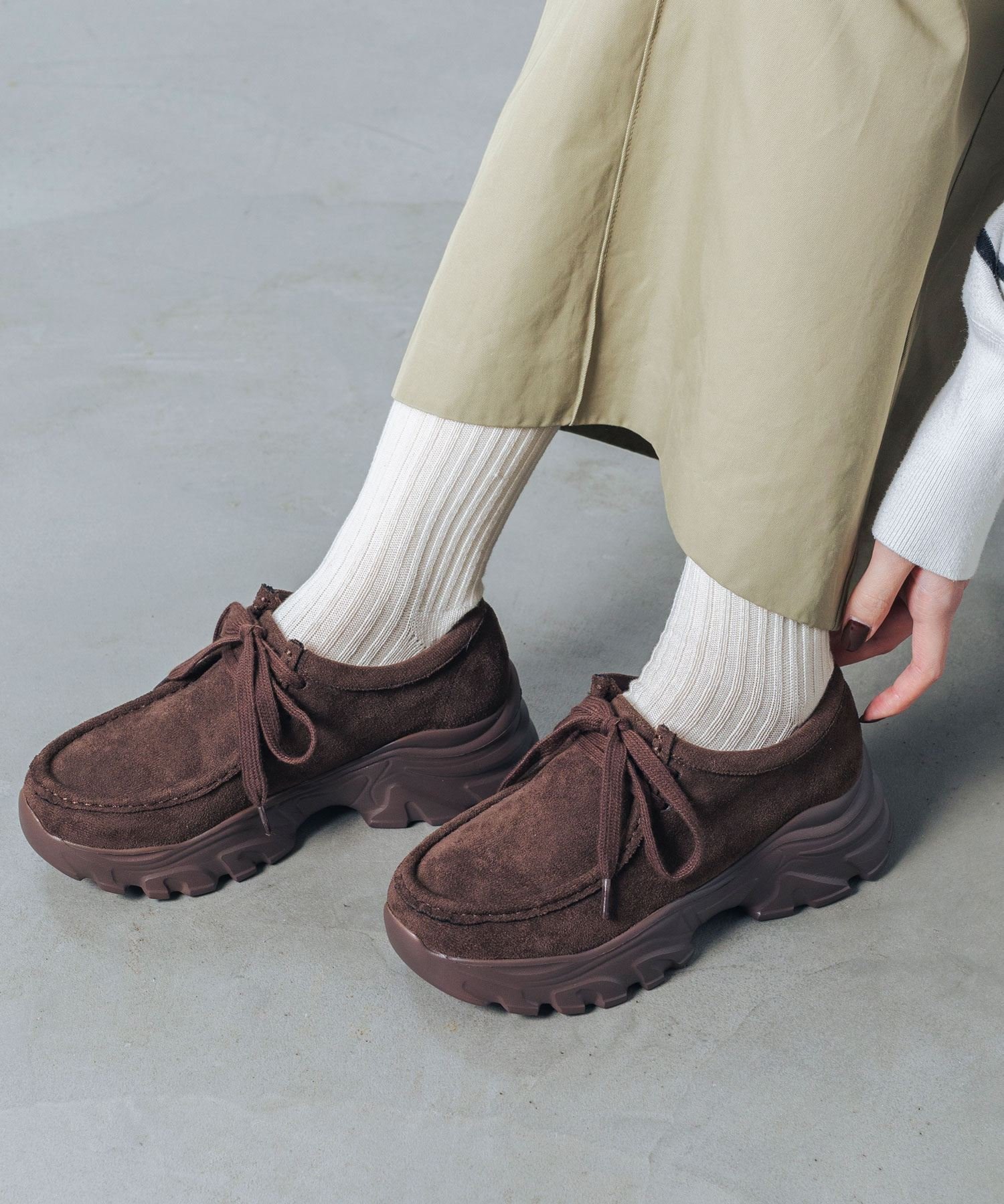 EVOL｜【S-LLサイズ展開・軽量】モカレースアップスニーカー | Rakuten