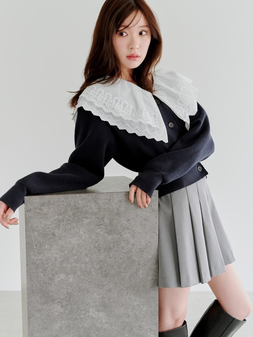 SNIDEL｜レースカラーニットプルオーバー | Rakuten Fashion(楽天