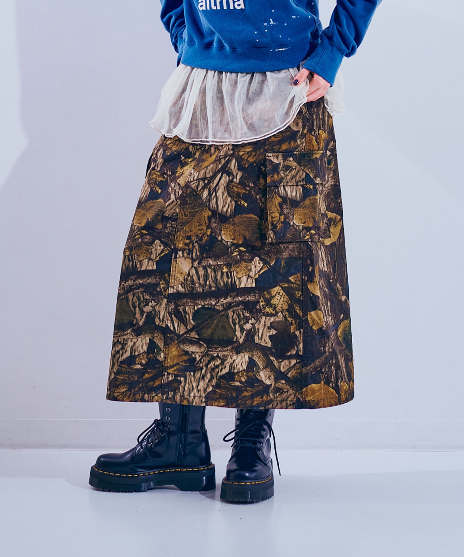 RNA｜G1101 カモフラージュカーゴロングスカート | Rakuten Fashion