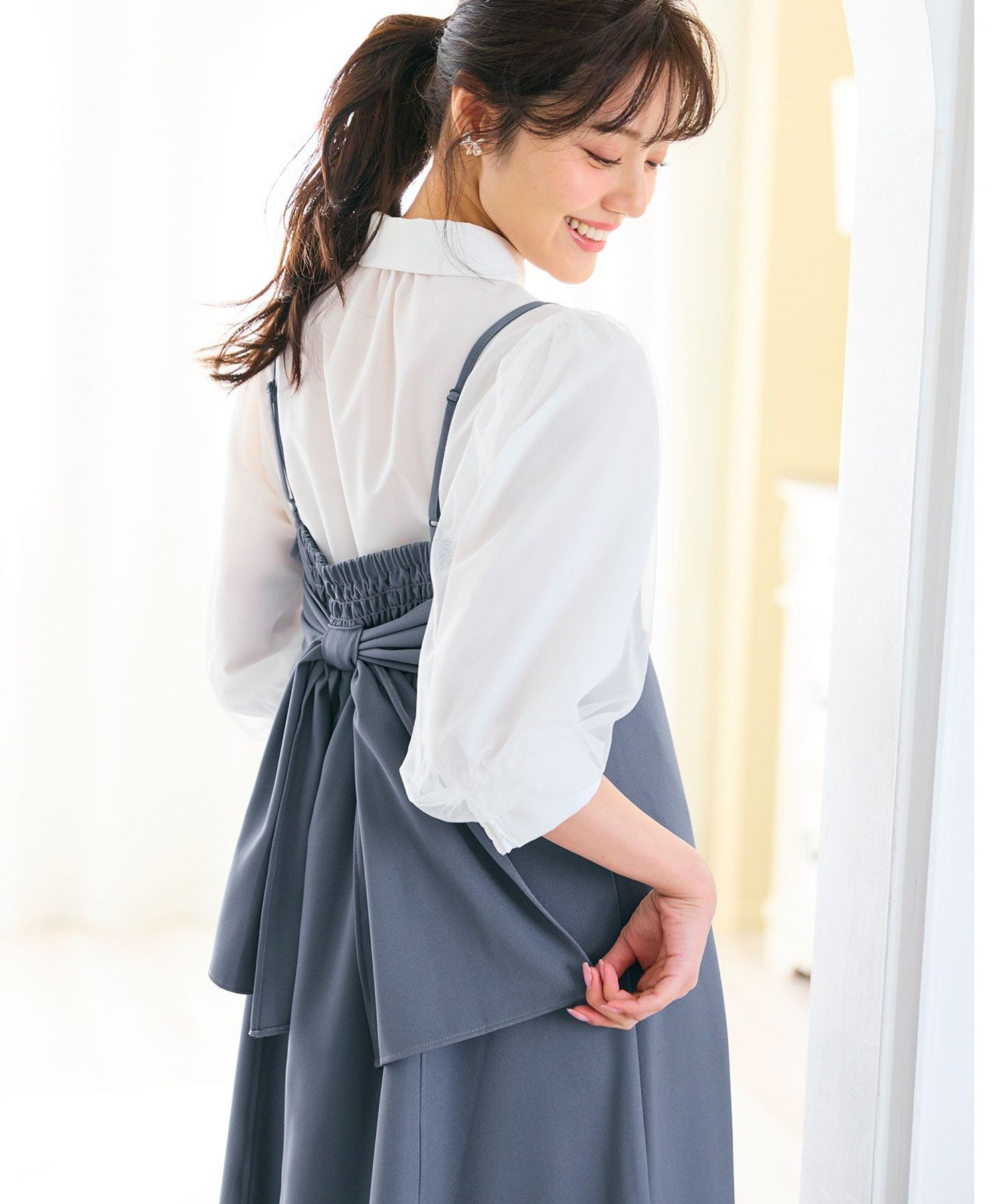 Feroux｜【新色追加・洗える】バックリボン キャミワンピース