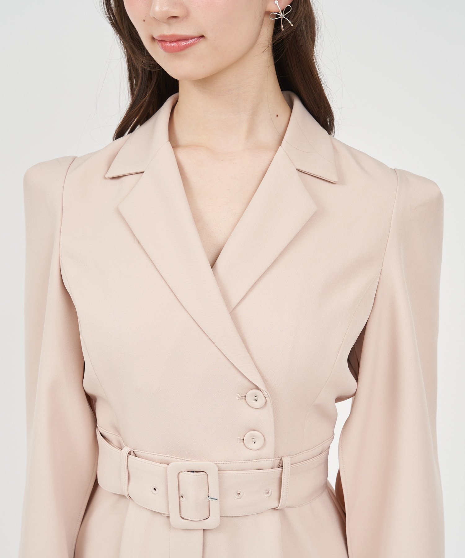 ROYAL PARTY｜【丈が選べる】ベルト付ケープ風オールインワン