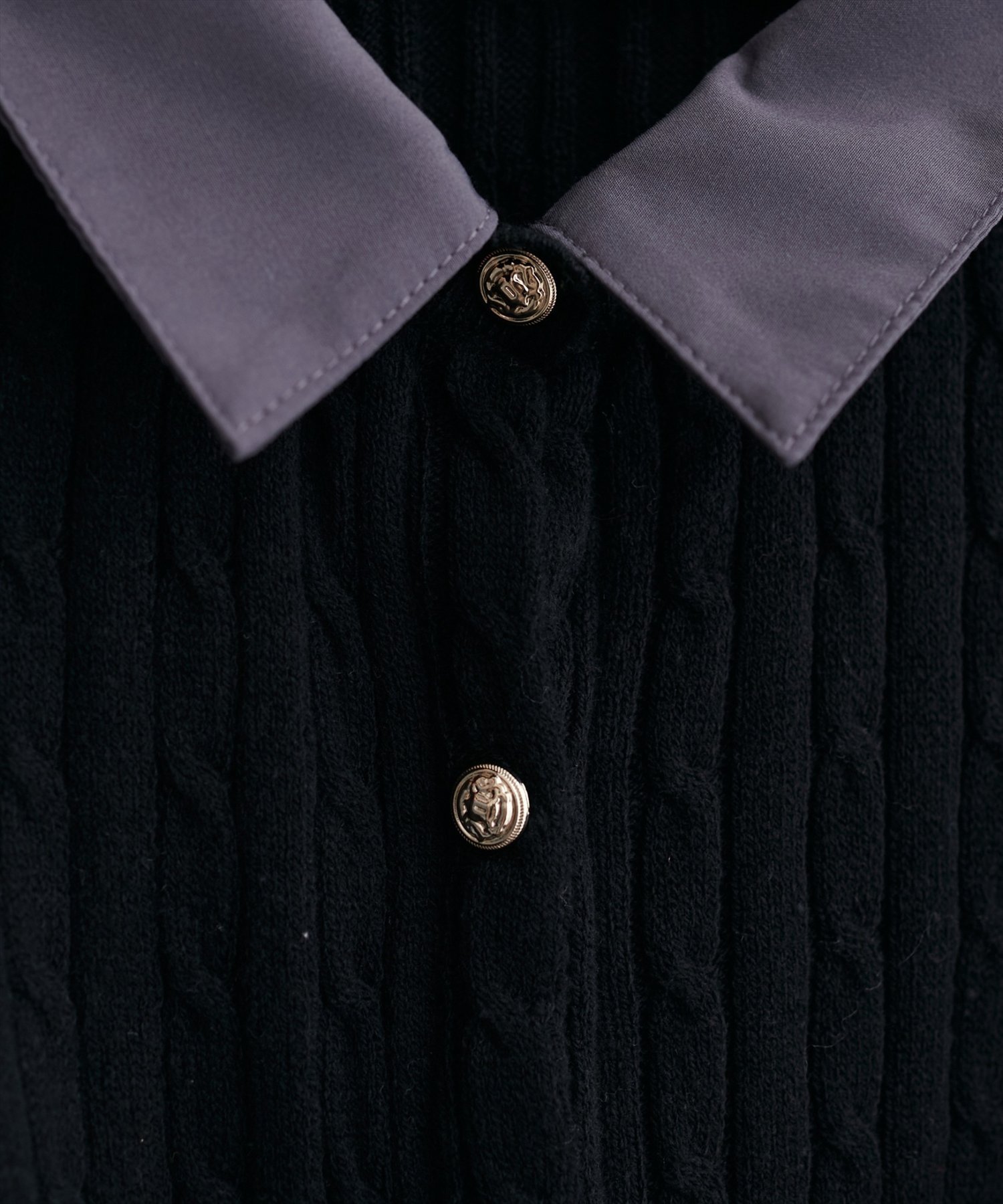 natural couture｜レイヤード風衿付きケーブルカーディガン | Rakuten