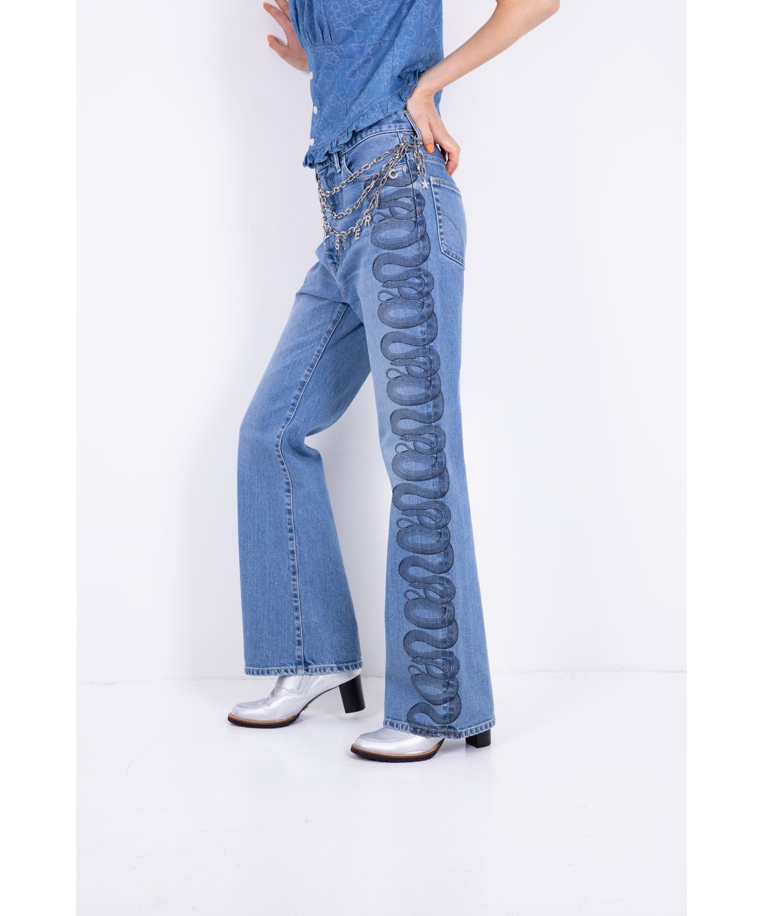 HYSTERIC GLAMOUR｜SNAKE LOOP柄デニムフレアパンツ | Rakuten Fashion