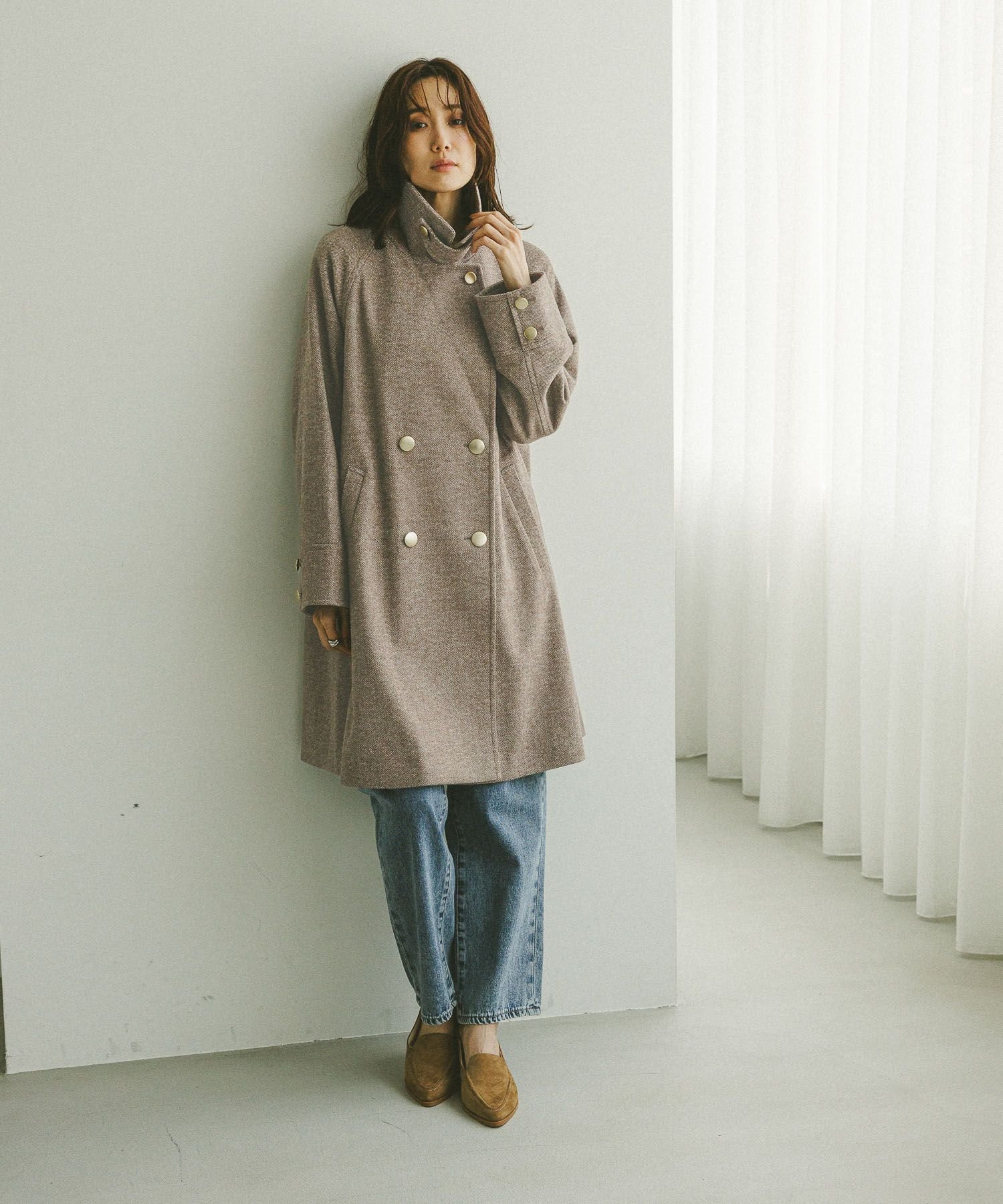 GLOBAL WORK｜軽やかストレッチ襟2WAYコート/499666 | Rakuten Fashion