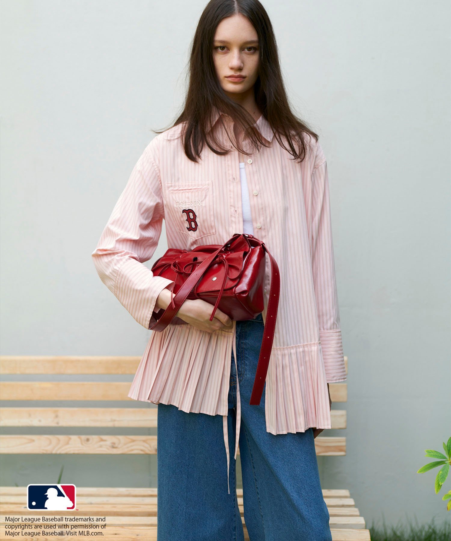 VIS｜【MLB COLLECTION BY JUN】ロゴ型押しリボンショルダーバッグ