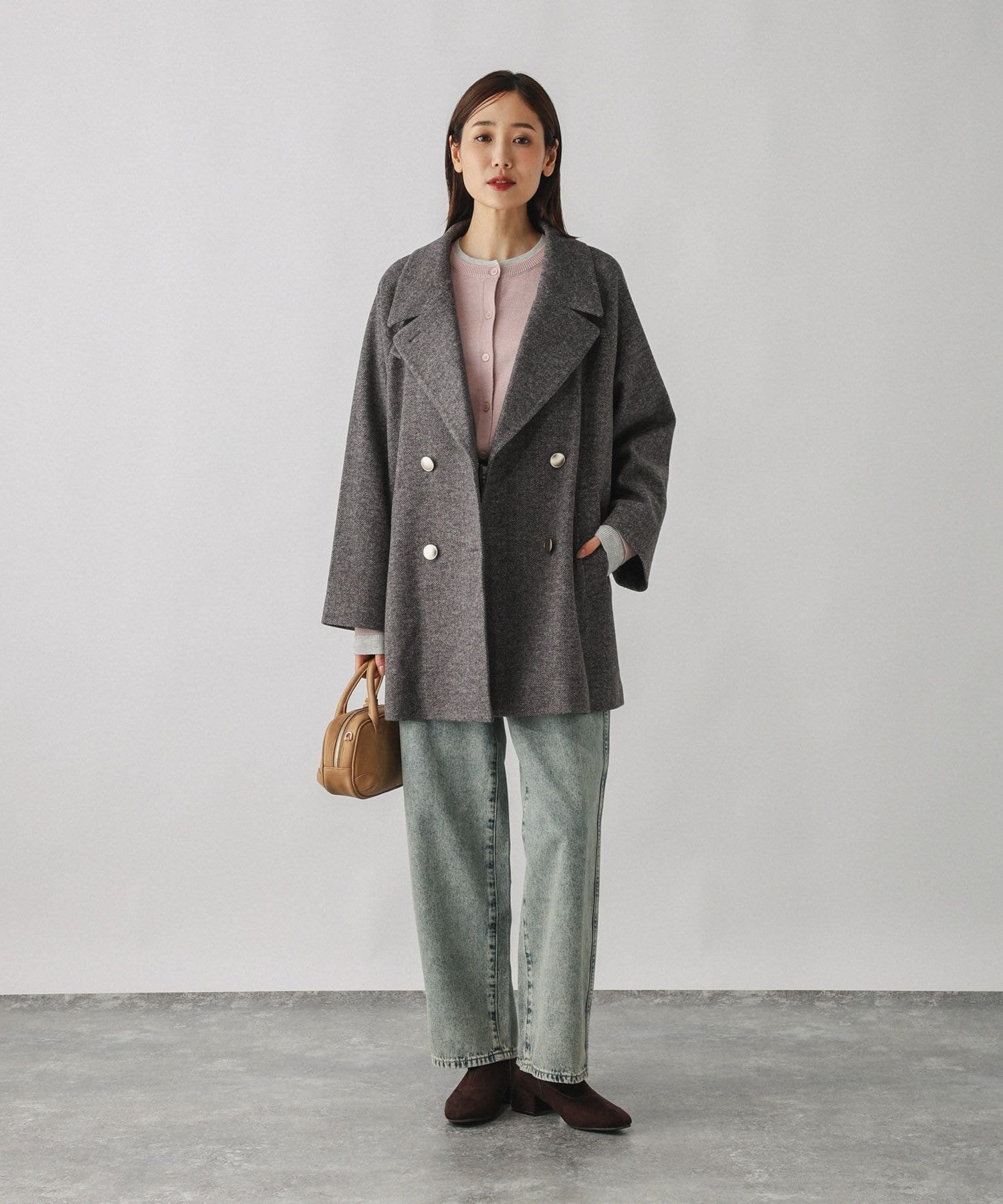 GLOBAL WORK｜軽やかストレッチ襟2WAYミドルコート/499658 | Rakuten