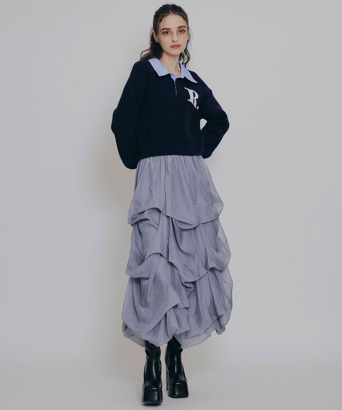 REDYAZEL｜タックバルーンボリュームシフォンロングスカート | Rakuten