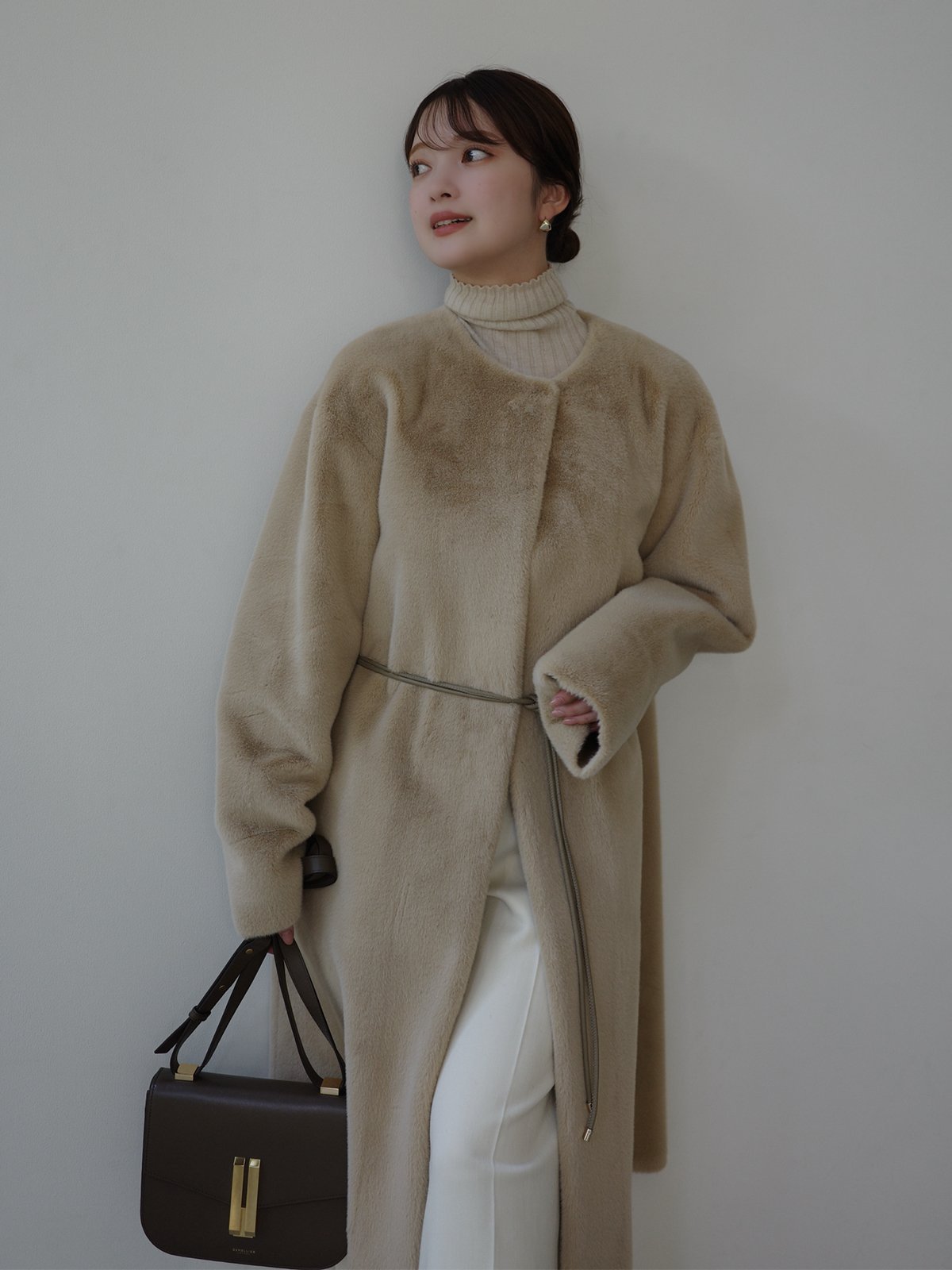 anuans｜ECOPELノーカラーファーコート | Rakuten Fashion(楽天