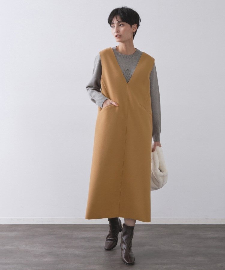 OPAQUE.CLIP｜ウールライクジャンパードレス【洗濯機洗い可