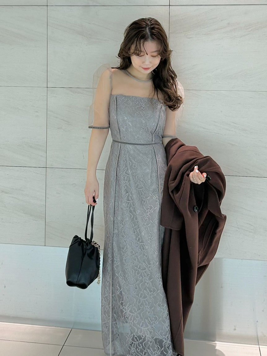 FRAY I.D｜シルバーリーフレースレイヤードドレス | Rakuten Fashion