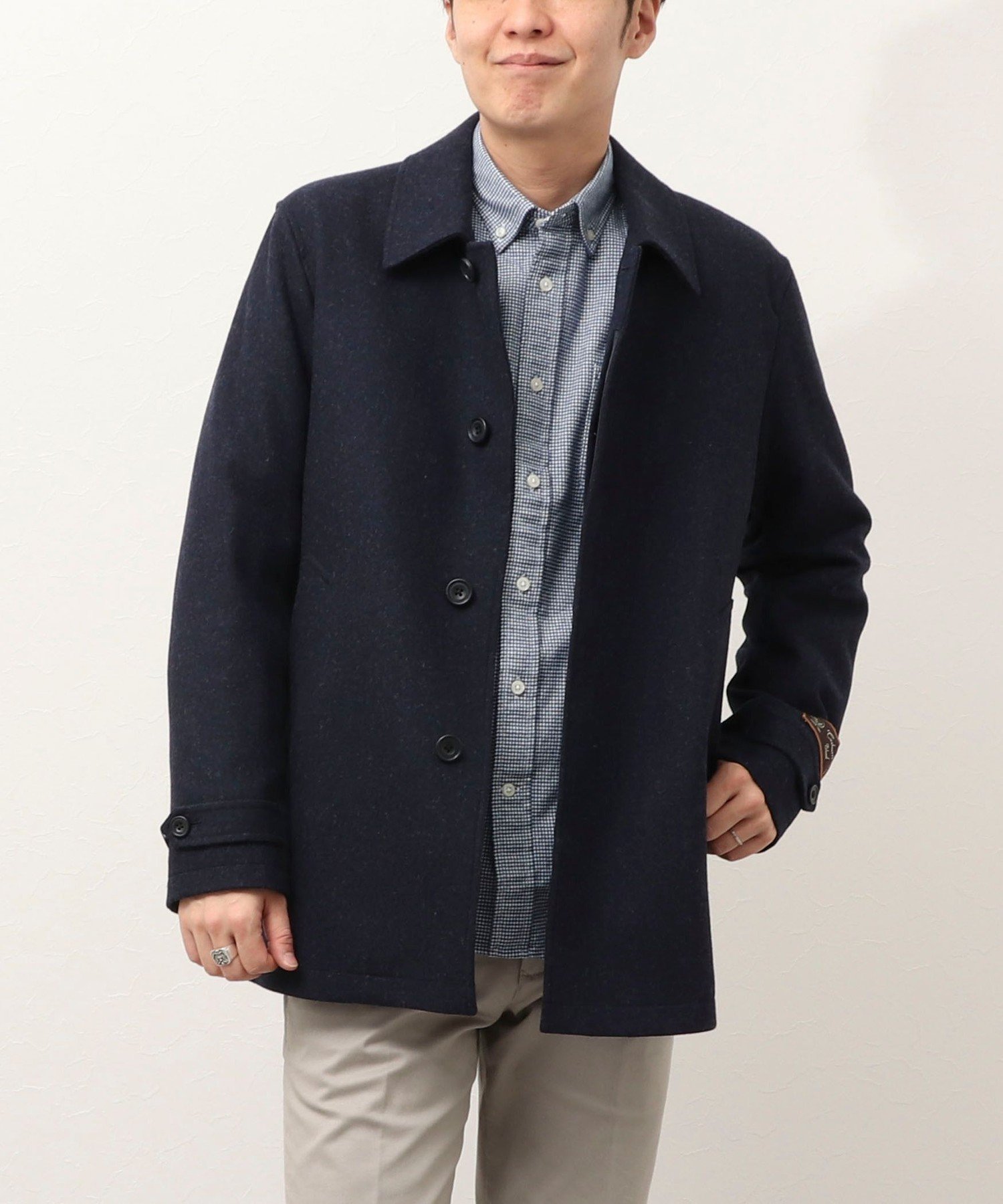 NOLLEY'S｜≪ビジカジ対応≫カシミヤ混 ステンカラーハーフコート