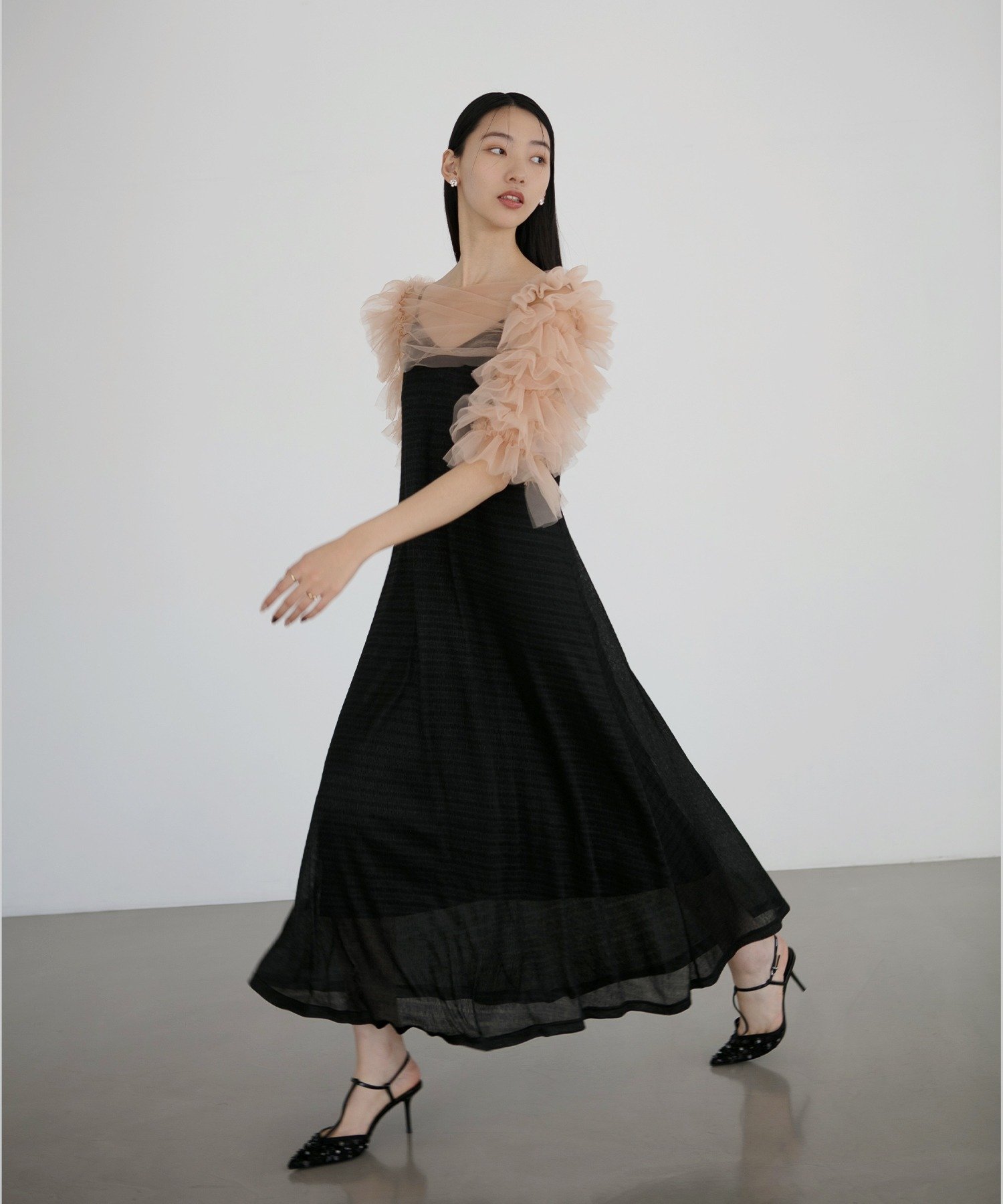 Leja｜LEJA-ティアードフリルチュールボレロワンピースドレス 結婚式