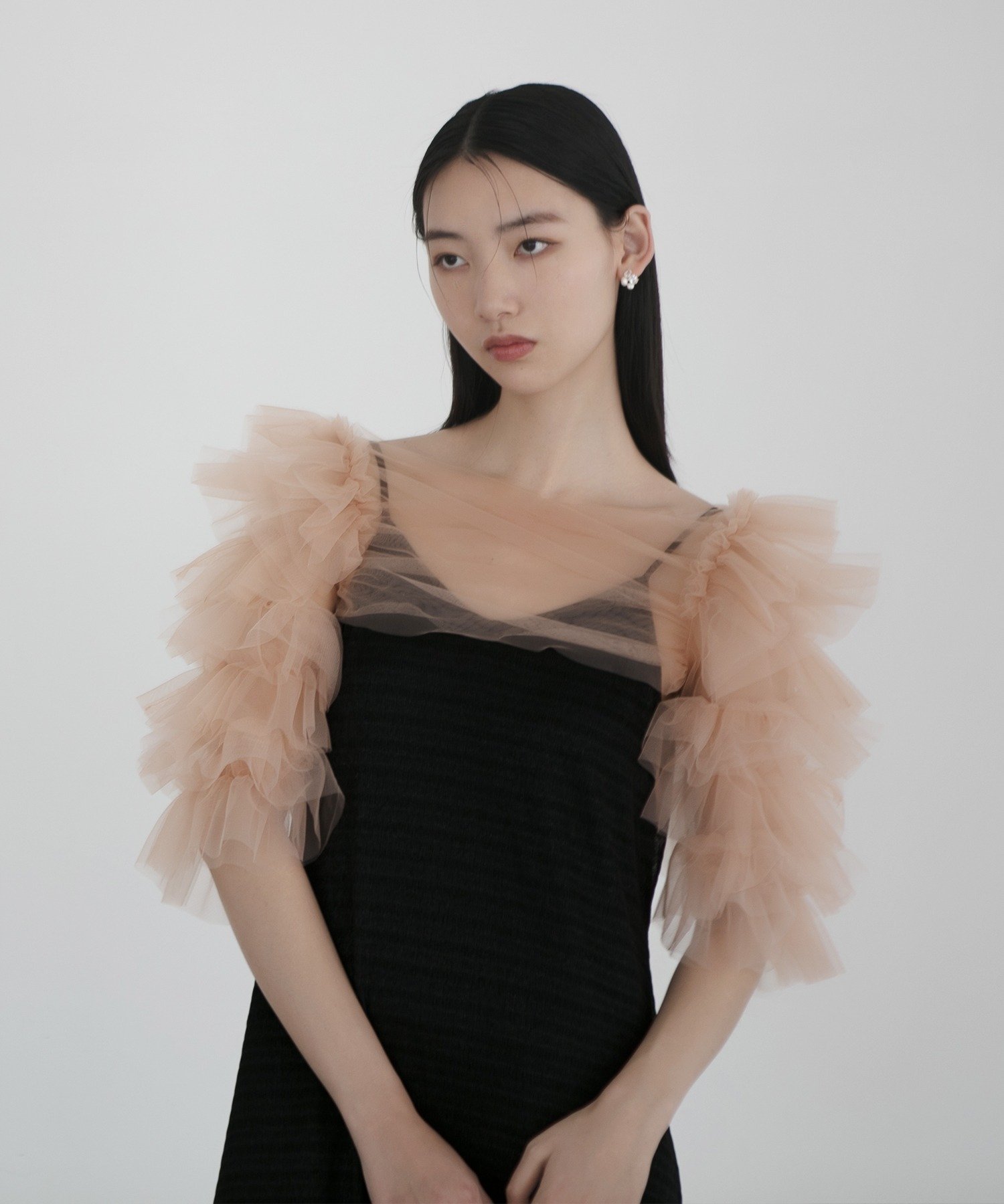 Leja｜LEJA-ティアードフリルチュールボレロワンピースドレス 結婚式