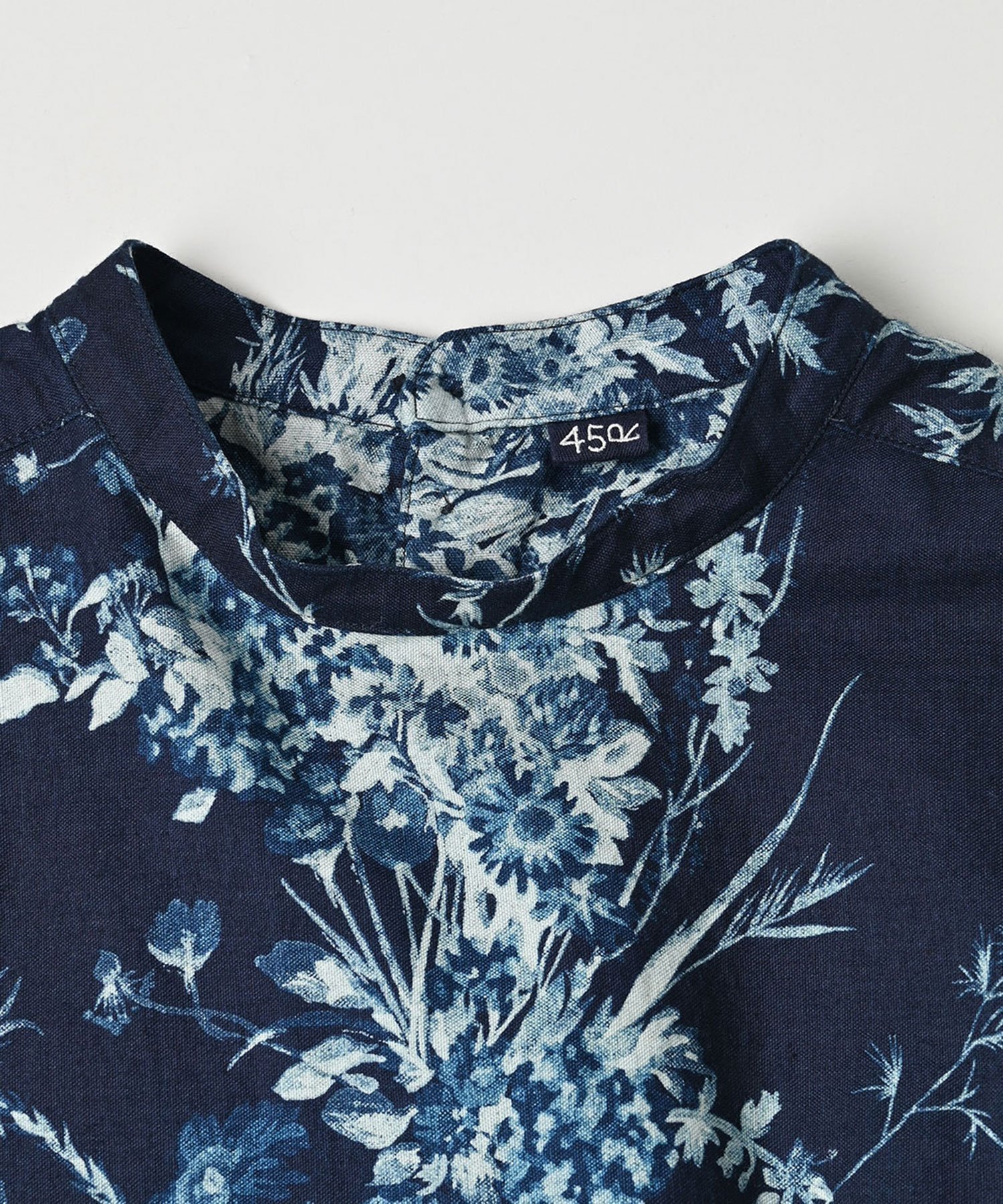 45R｜インドカディブーケストライププリントのリボンブラウス