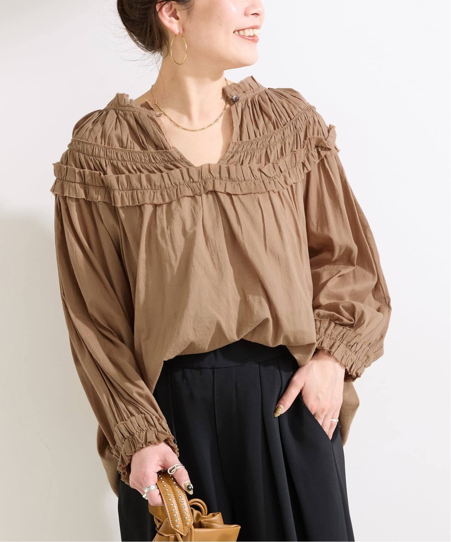 B.C STOCK｜《追加》手洗い可 / ボイル2WAYギャザーブラウス | Rakuten