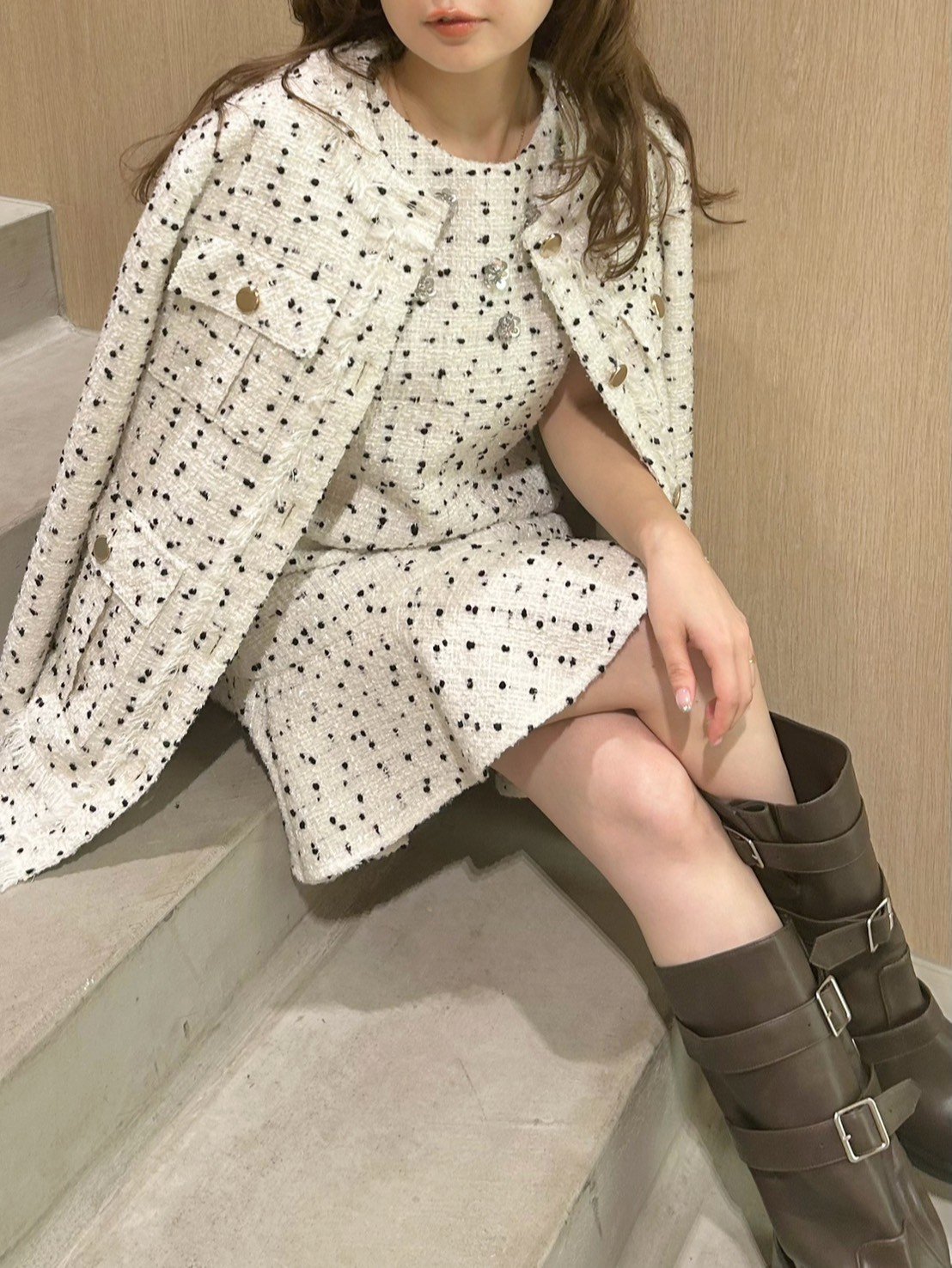 LILY BROWN｜ノーカラーツイードジャケット | Rakuten Fashion(楽天