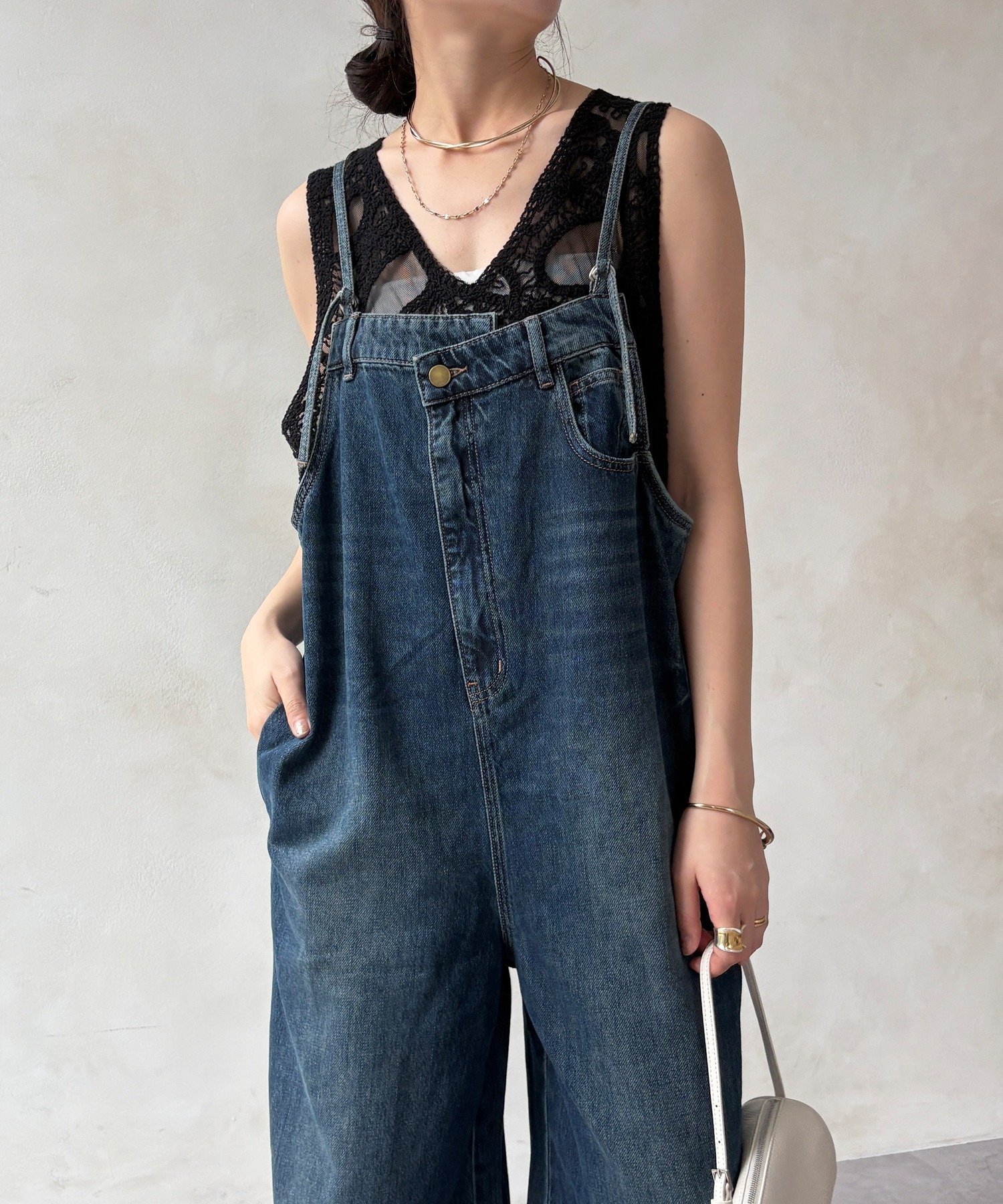 DouDou【新色追加/WEB限定】ミドルオンスデニムサロペット 新色追加